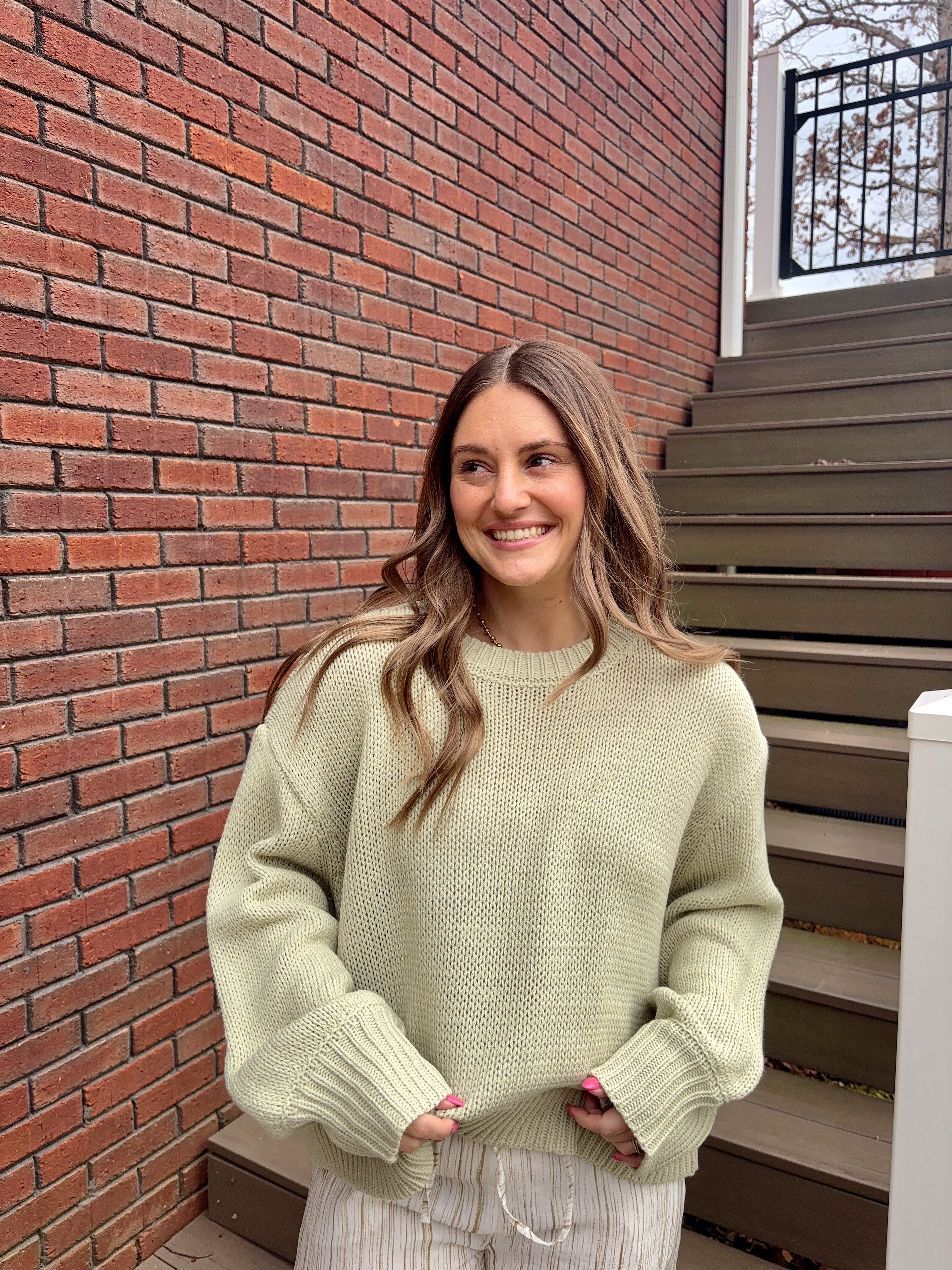 Apple Green Crochet Sweater