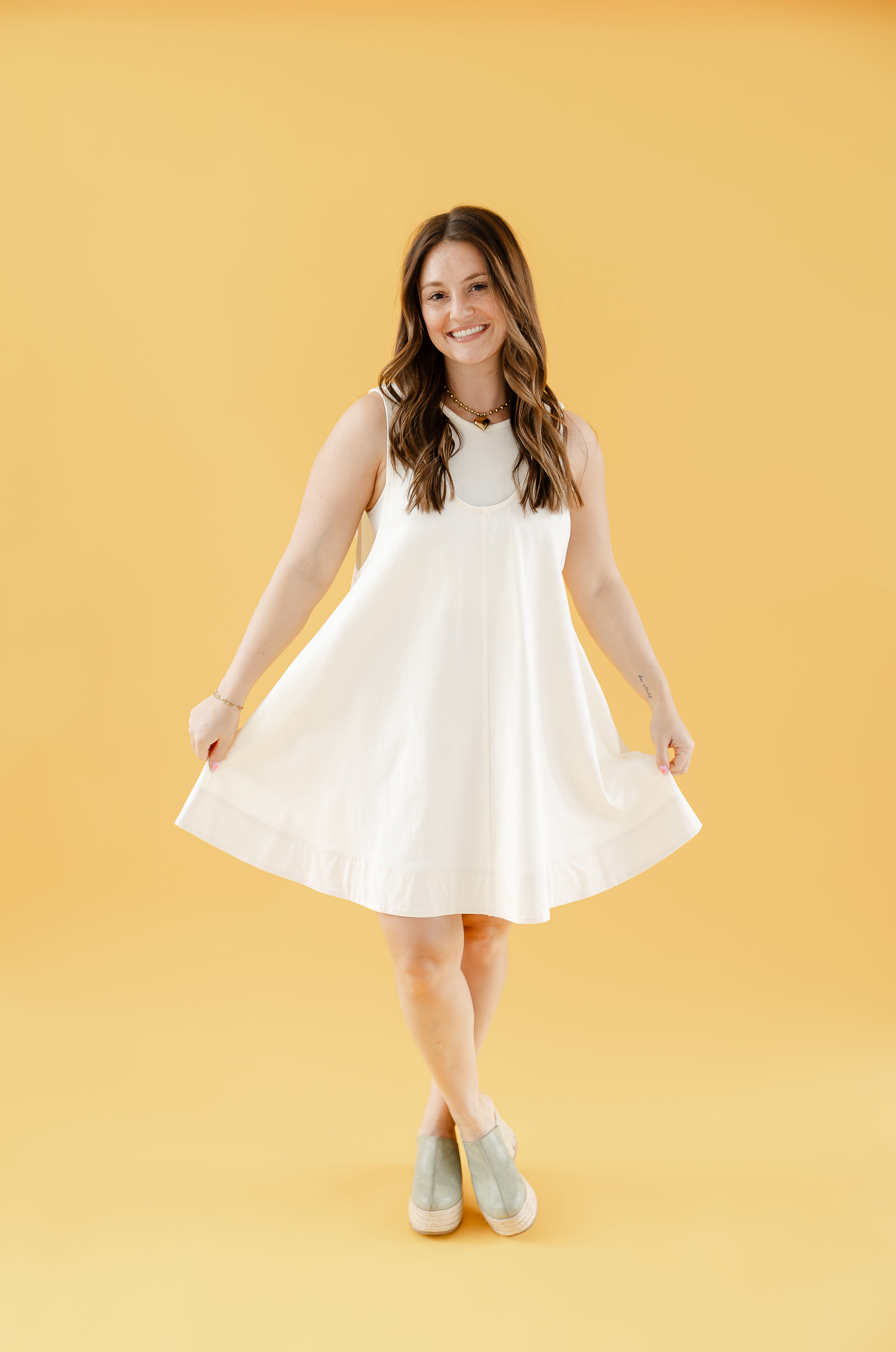 Natural Layered Tank Dress