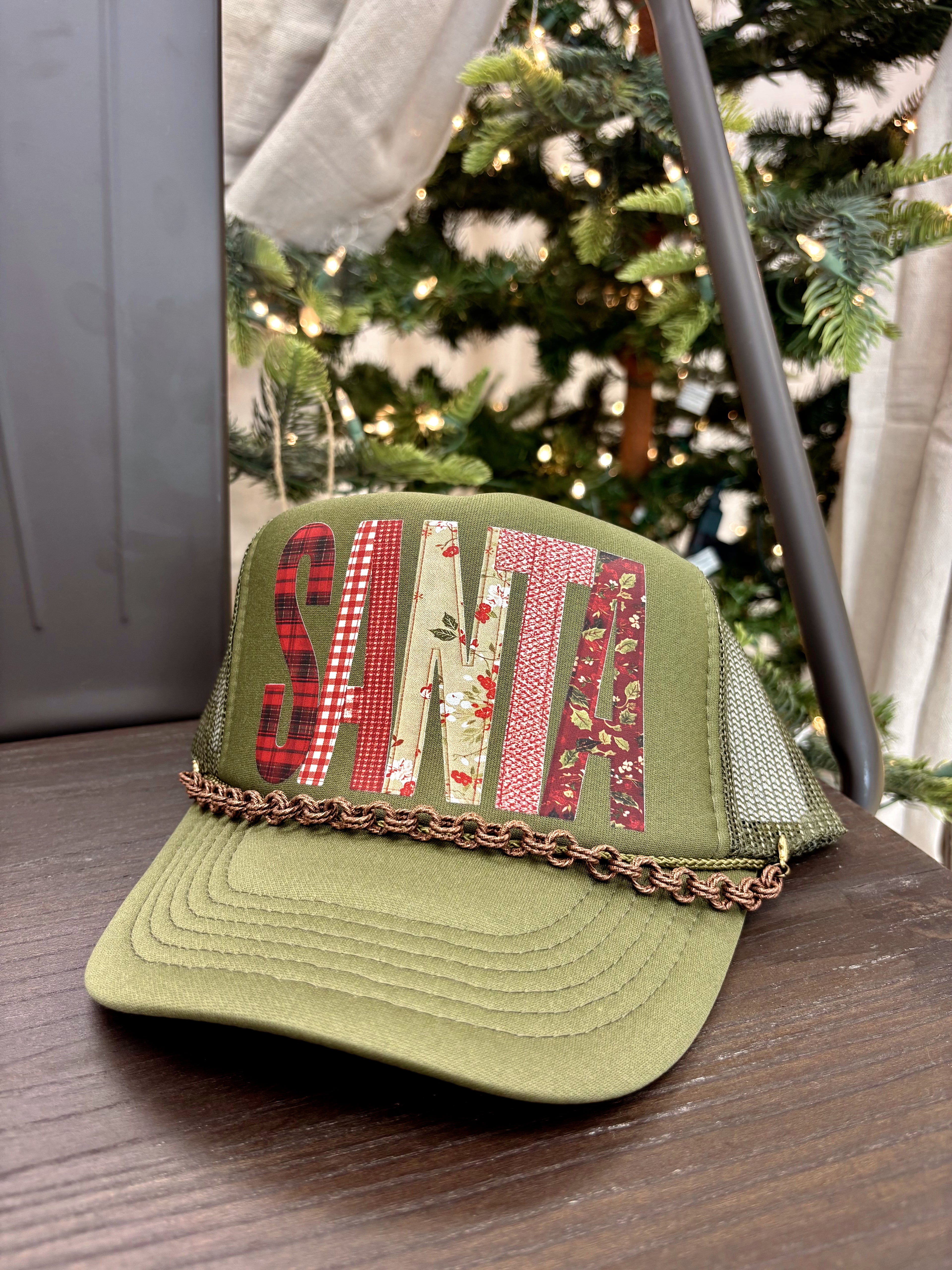 "SANTA" Patchwork Trucker Hat