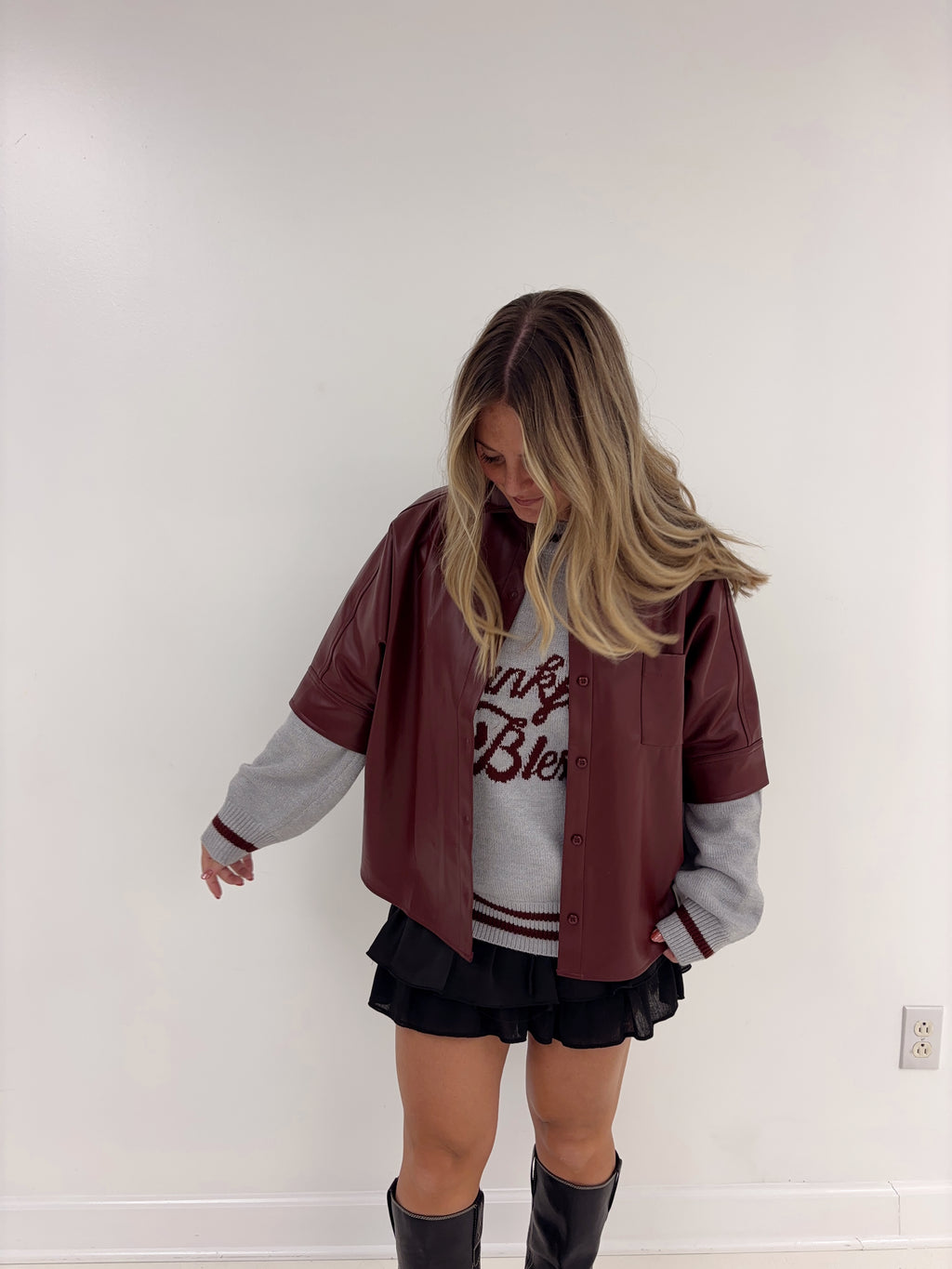 Red Hot Faux Leather Top