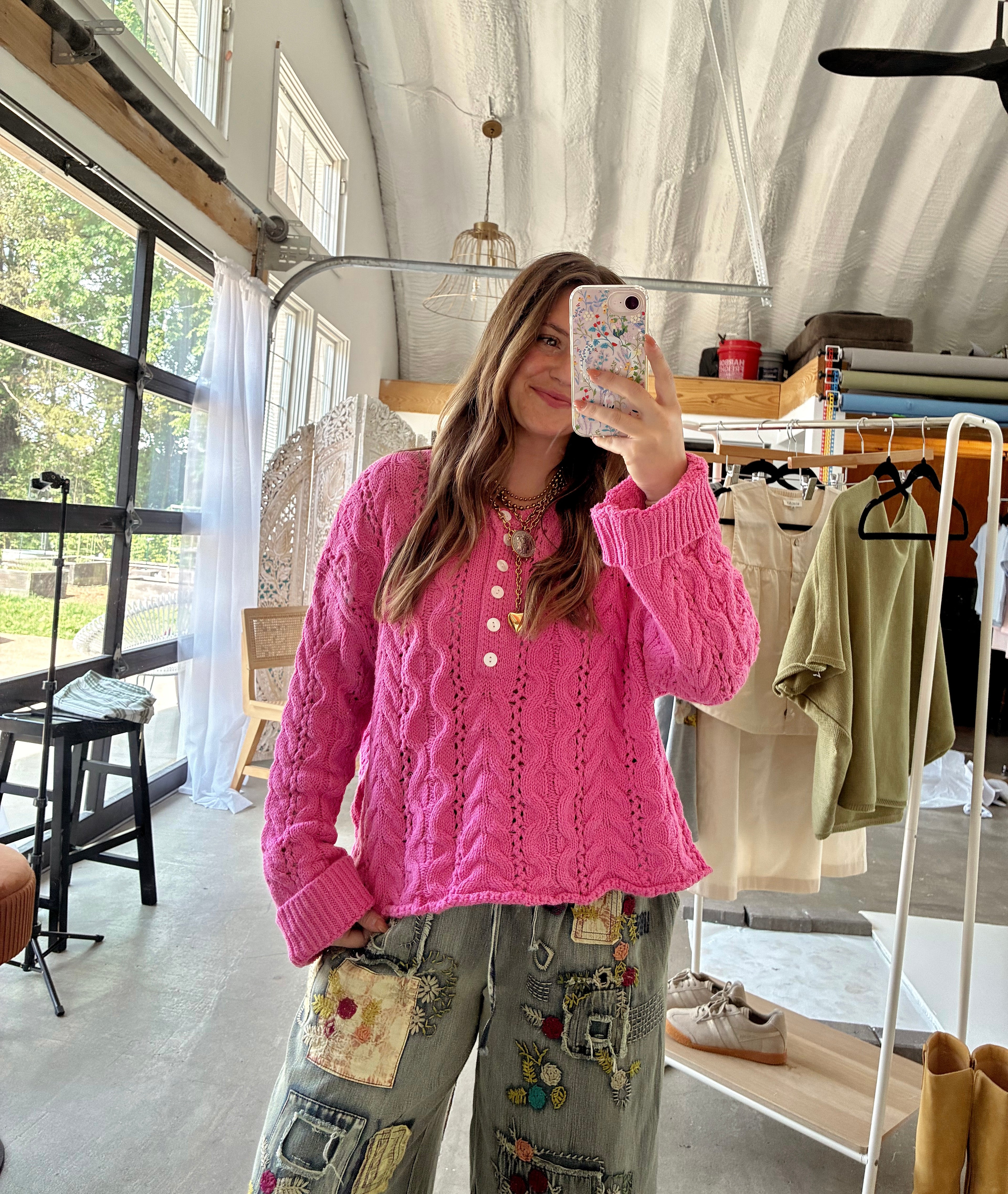 Pink Princess Cable Knit Sweater