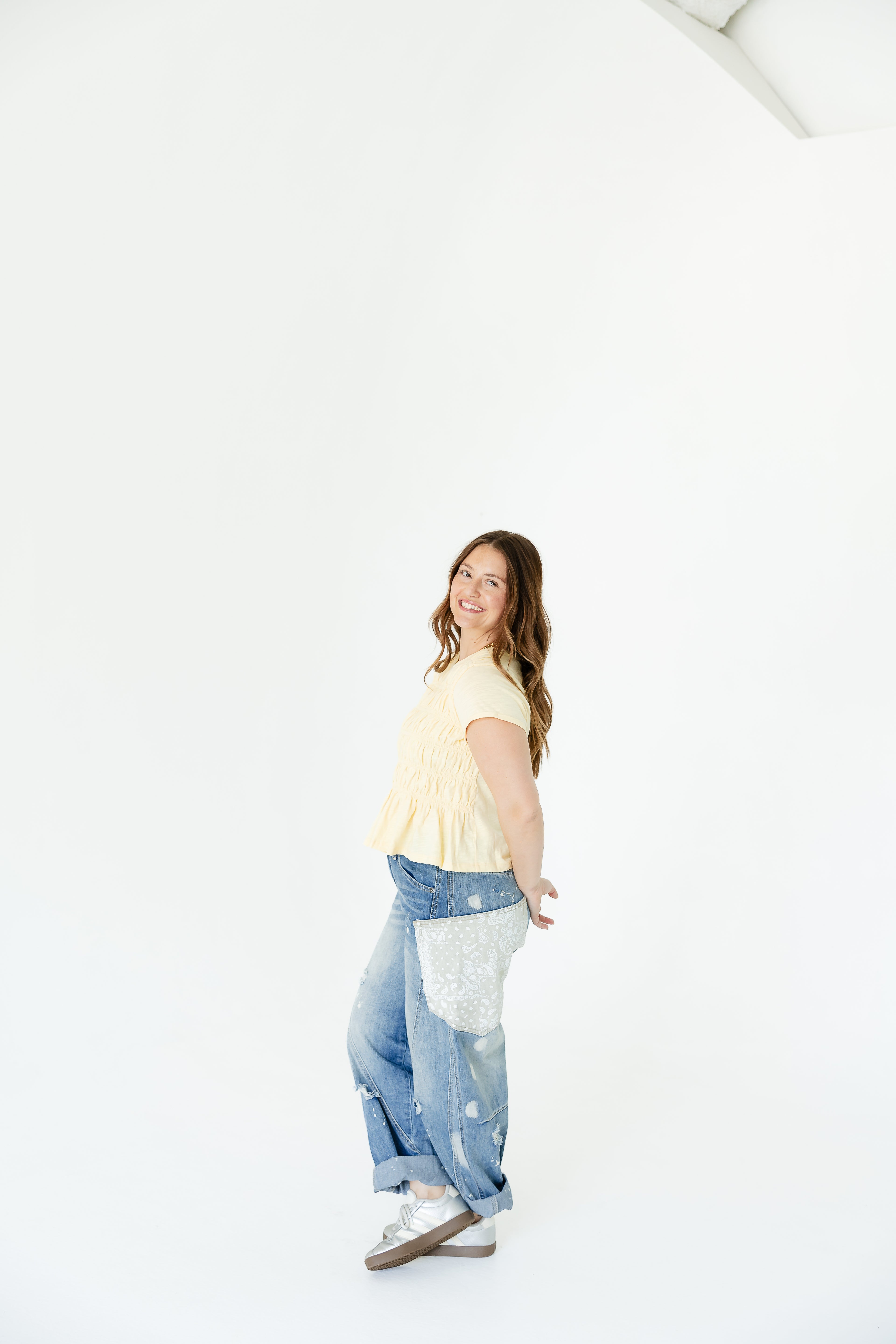 Painted Paisley Barrel Jeans