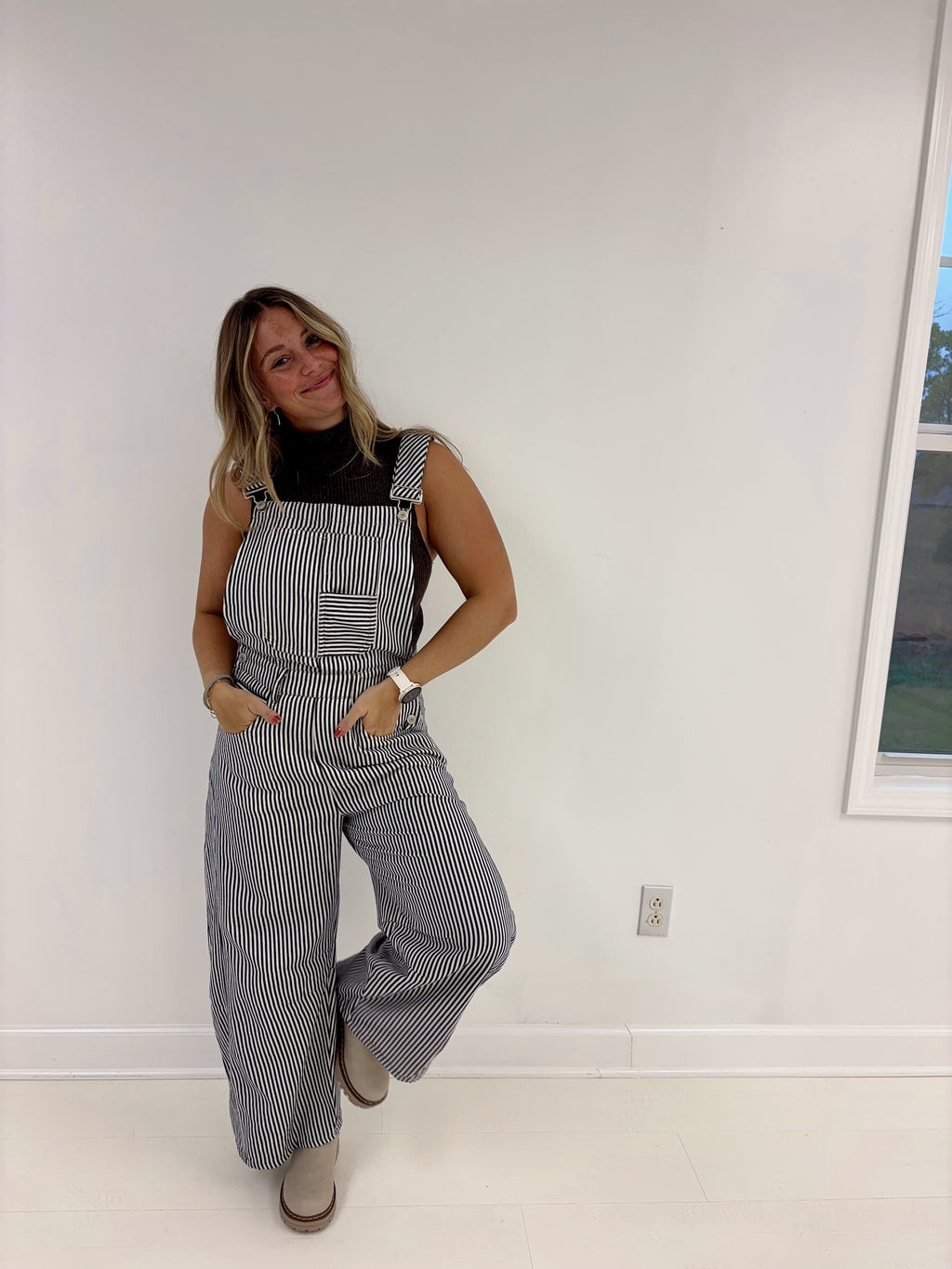 Rudy Striped Barrel Overalls