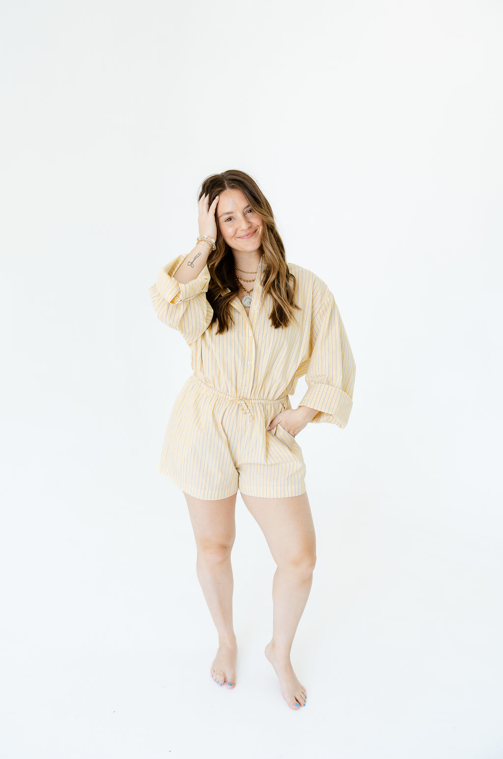 Lemon Striped Romper