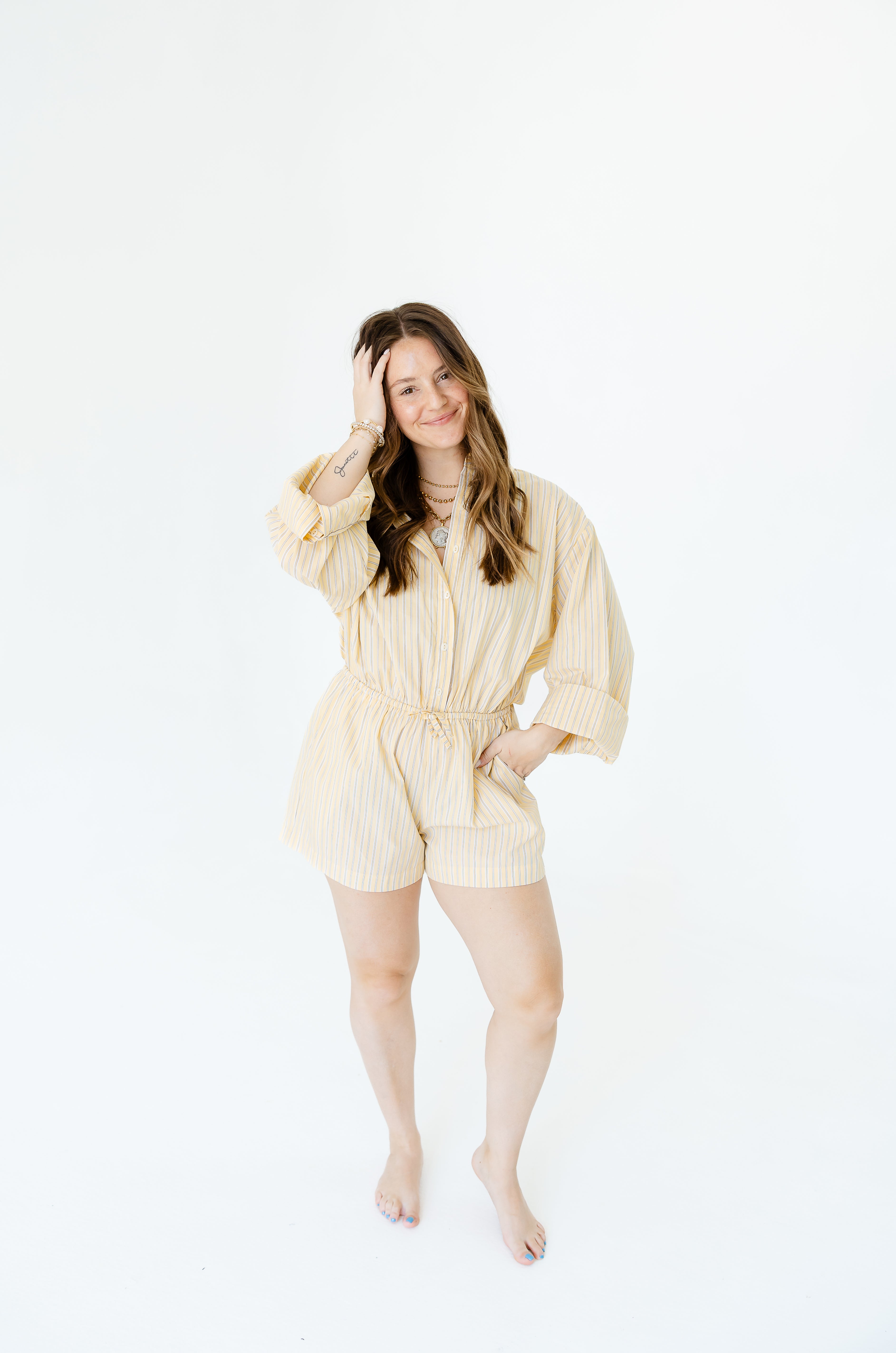 Lemon Striped Romper