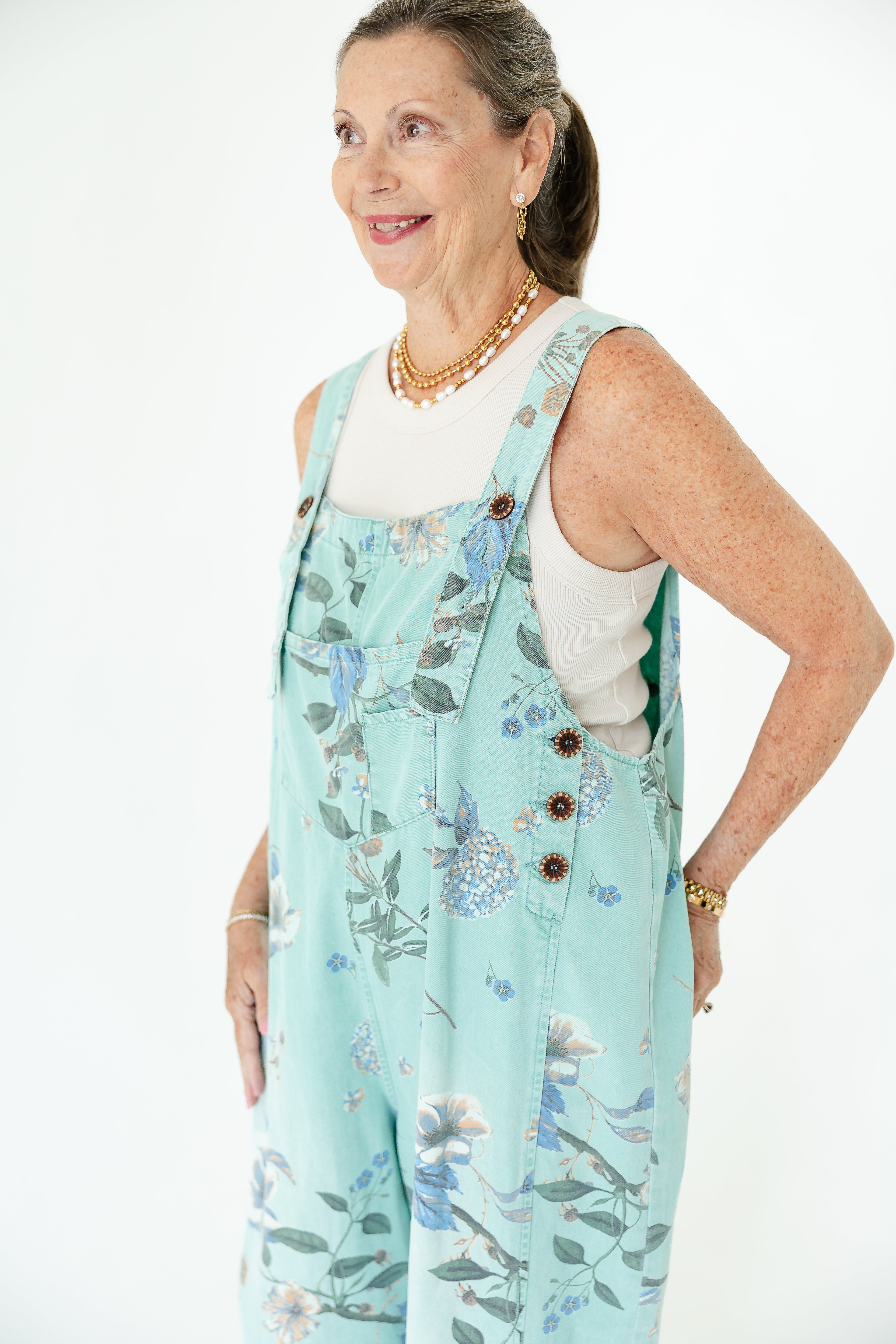 Sweet Mint Floral Overalls