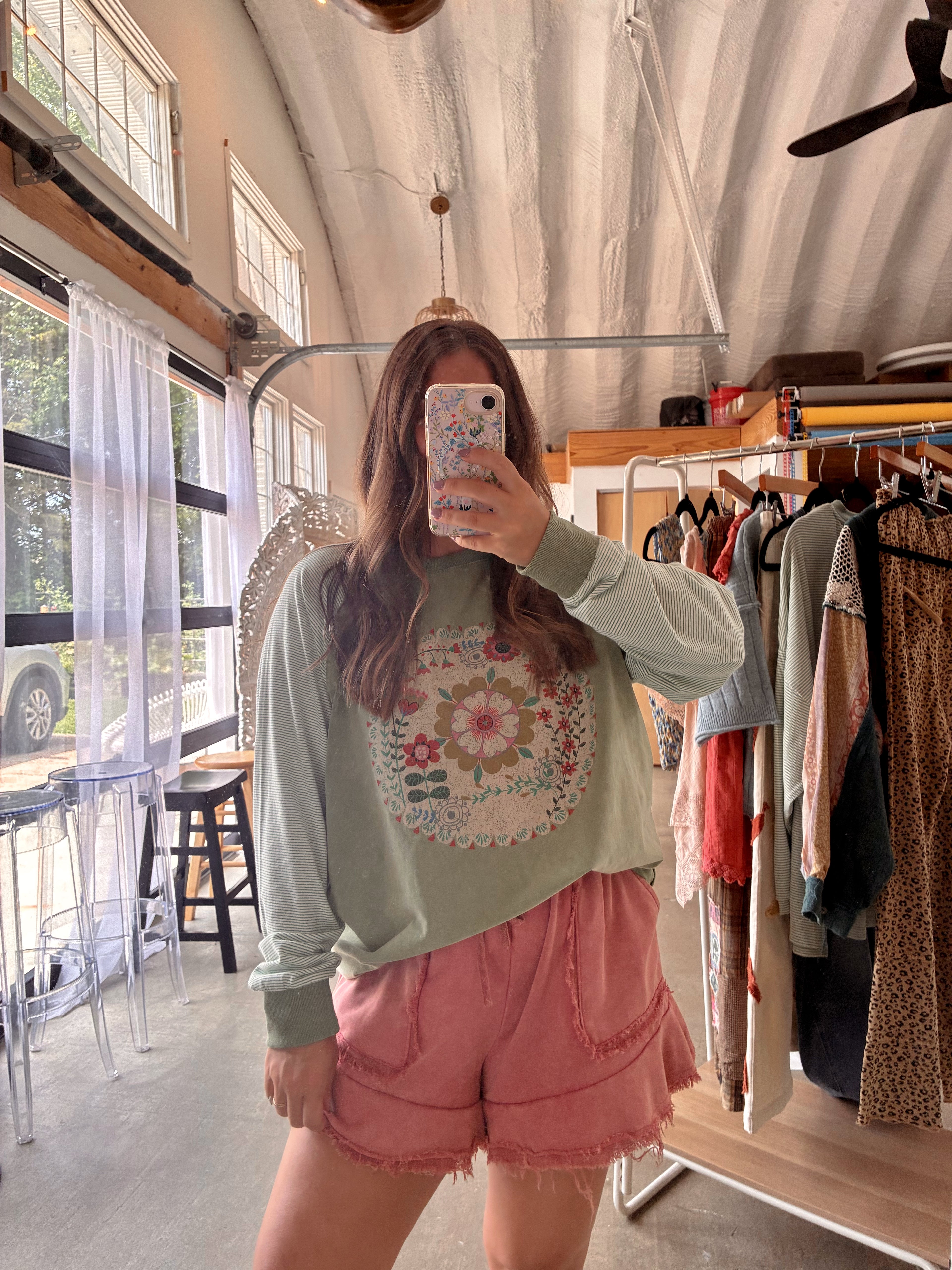Fall Florals Striped Top