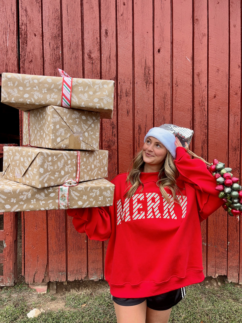 “Merry” Embroidered Mock Neck