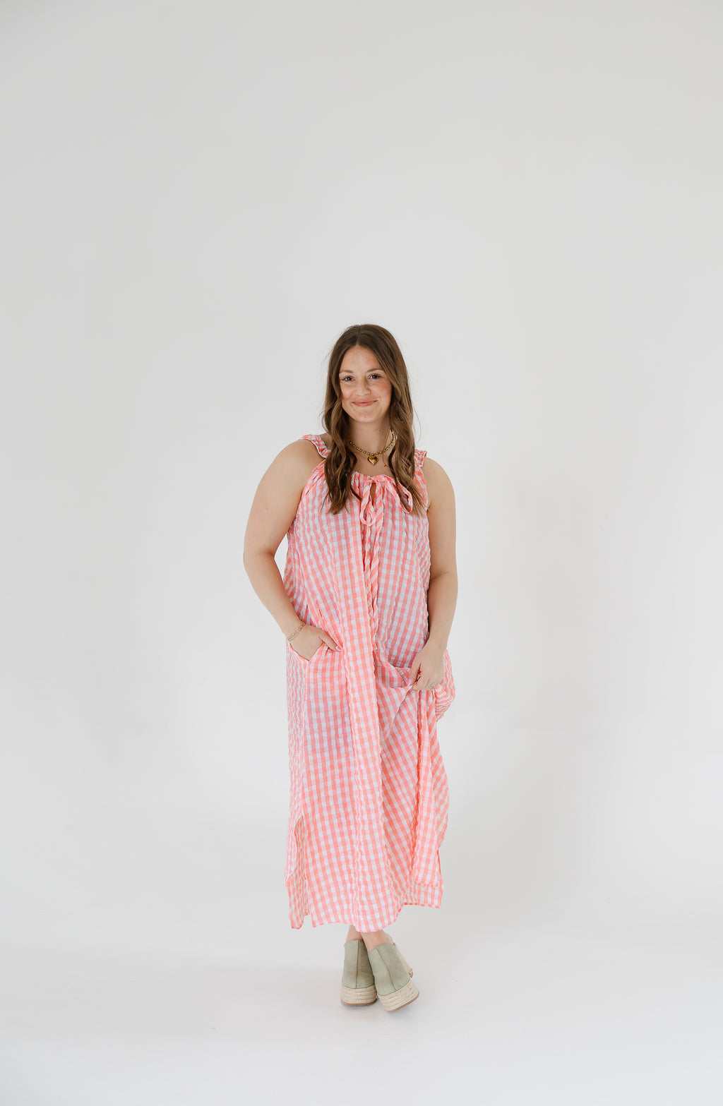 Lyla Gingham Bow Maxi Dress