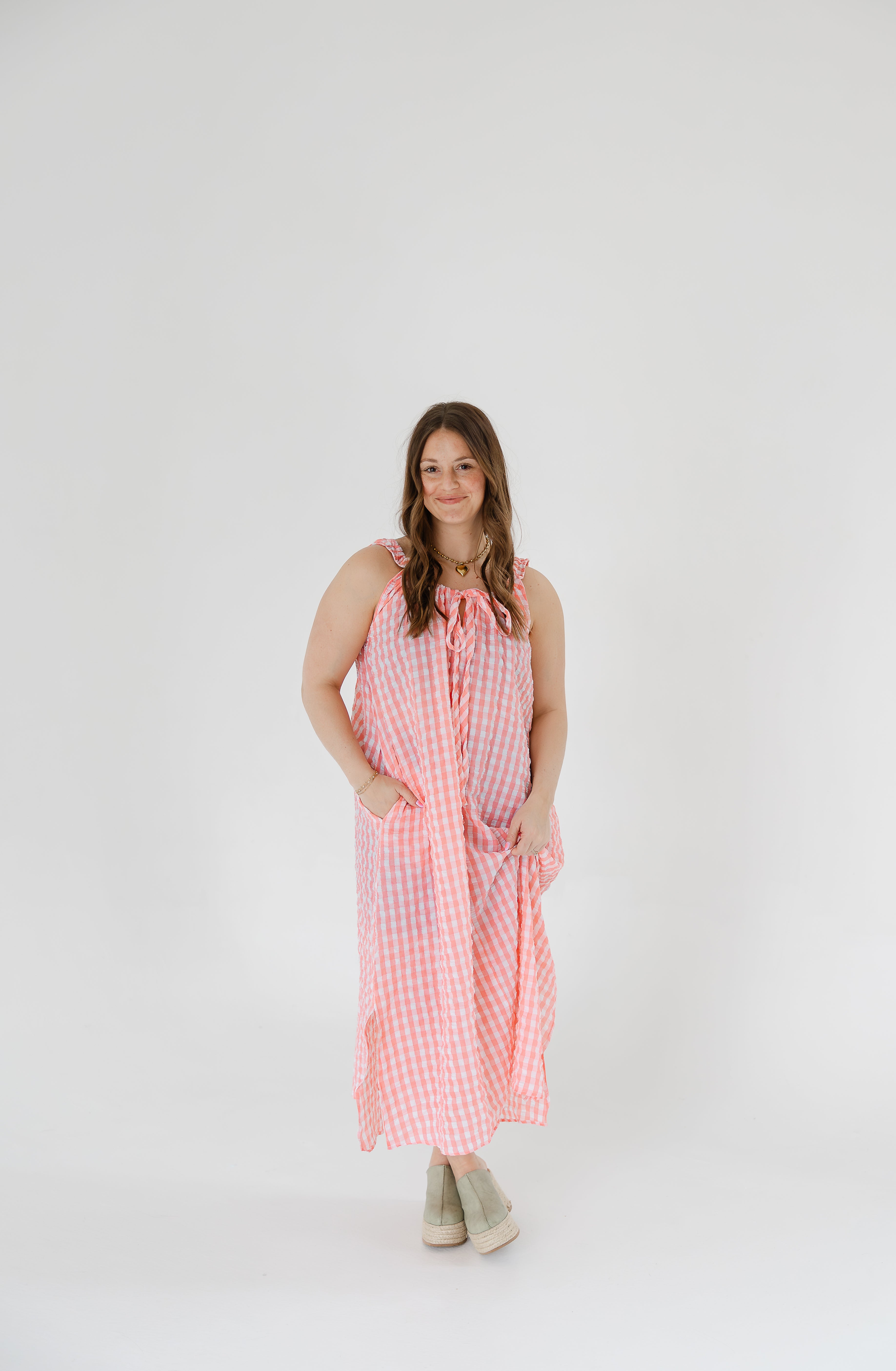 Lyla Gingham Bow Maxi Dress