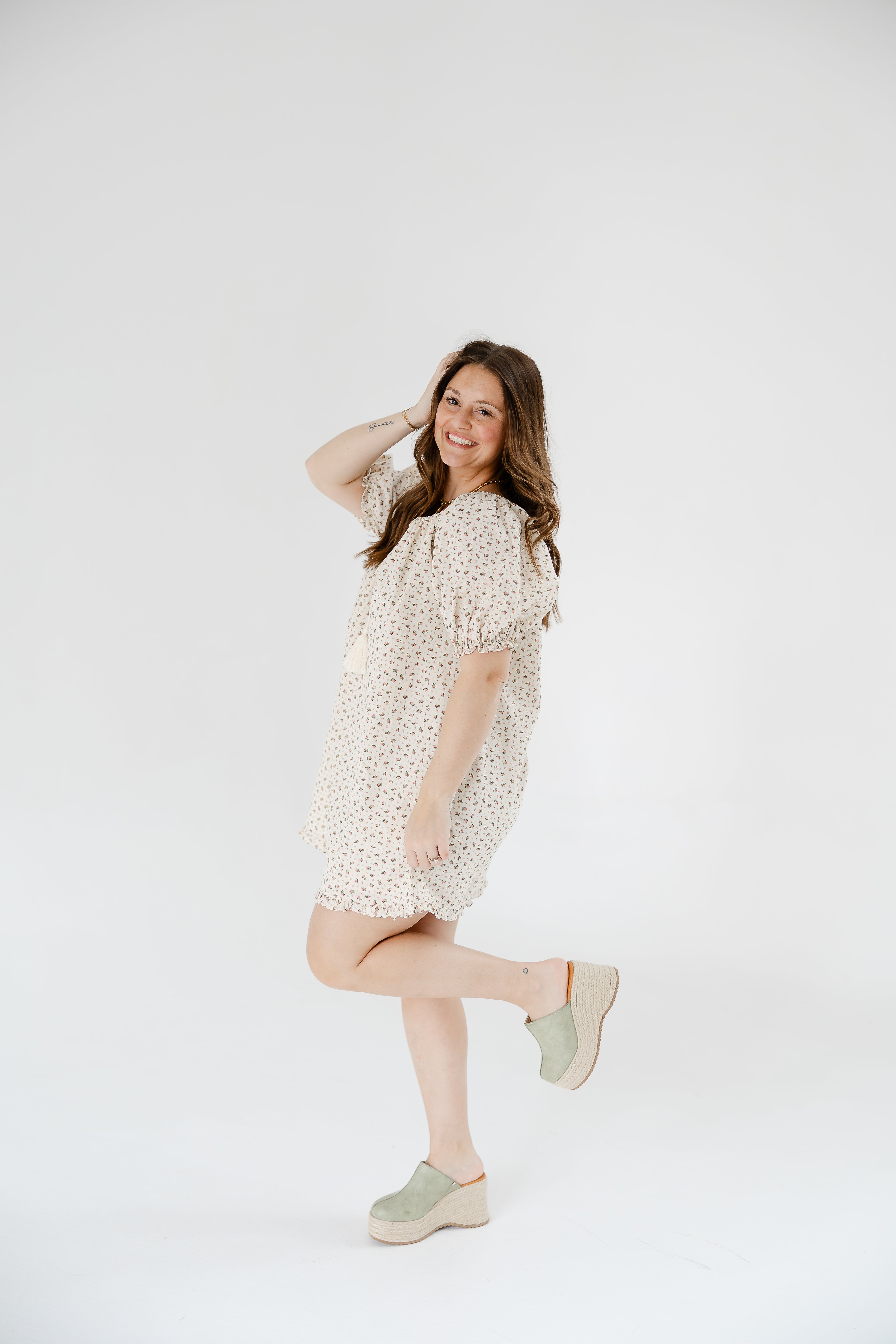 Rosette Floral Dress