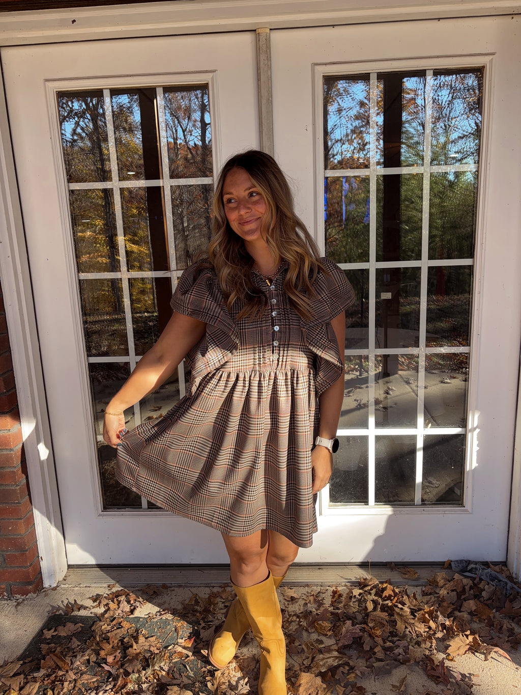 Pecan Pie Plaid Dress