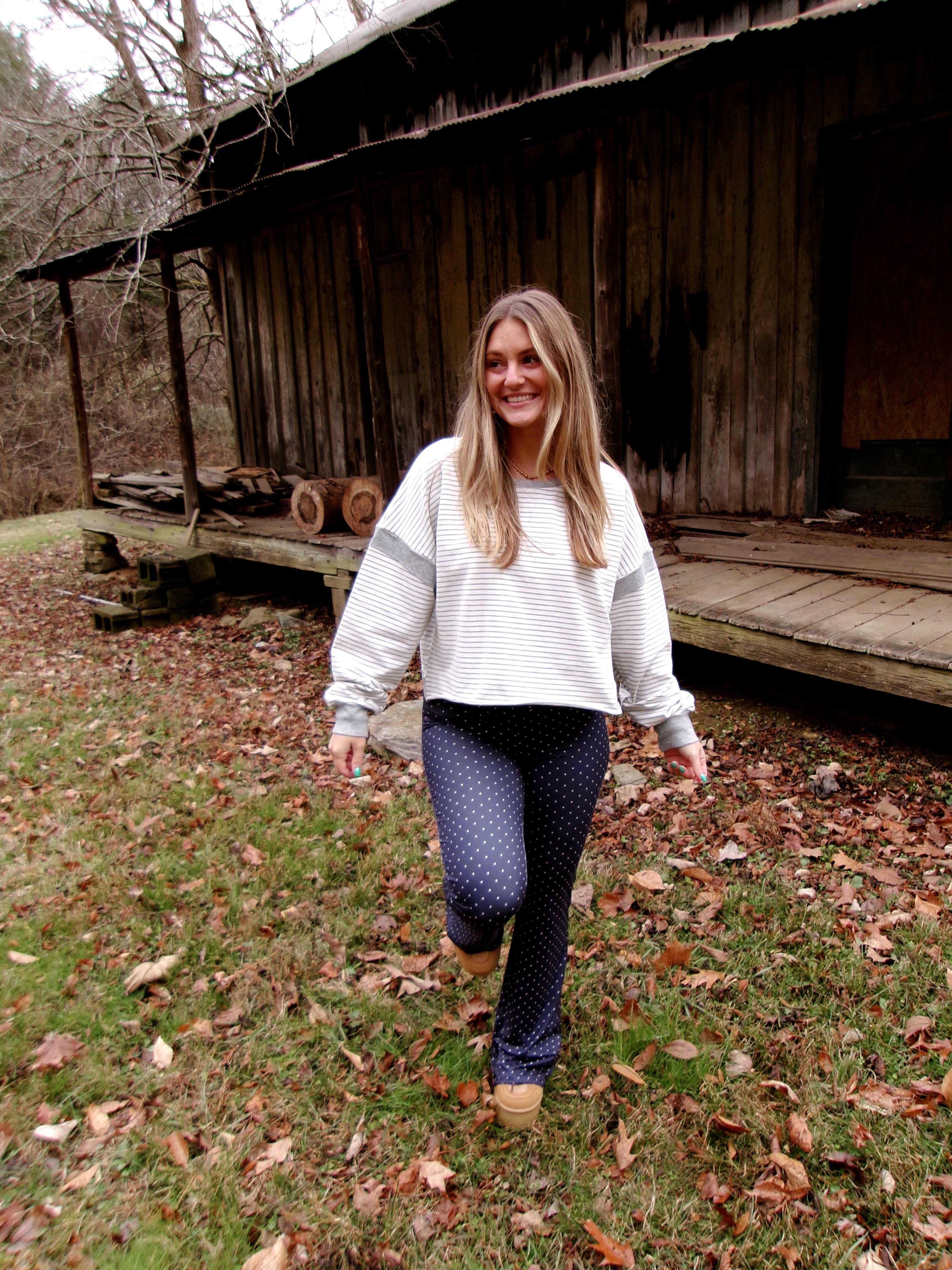 Casual Striped Cutout Sweatshirt