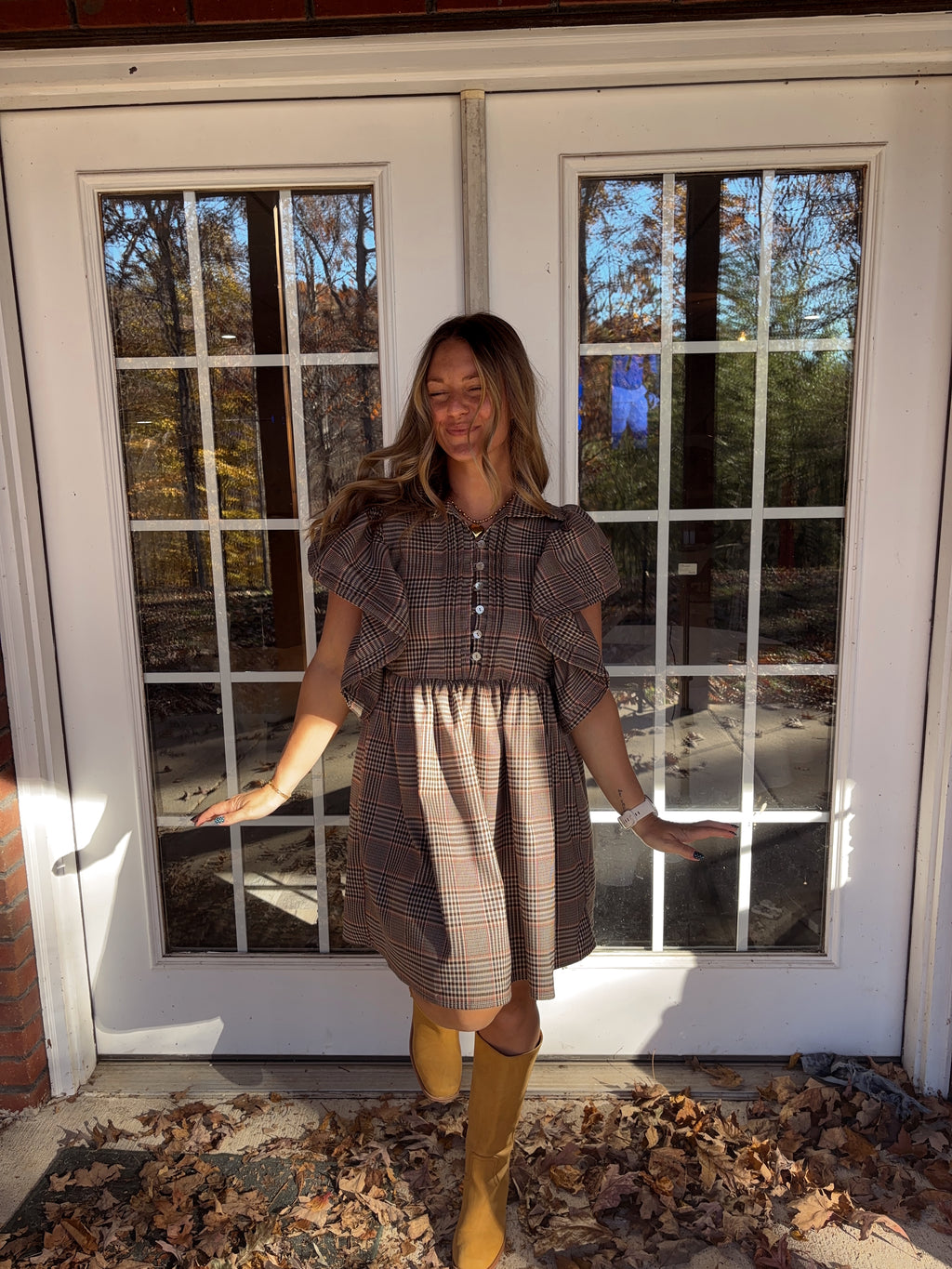Pecan Pie Plaid Dress