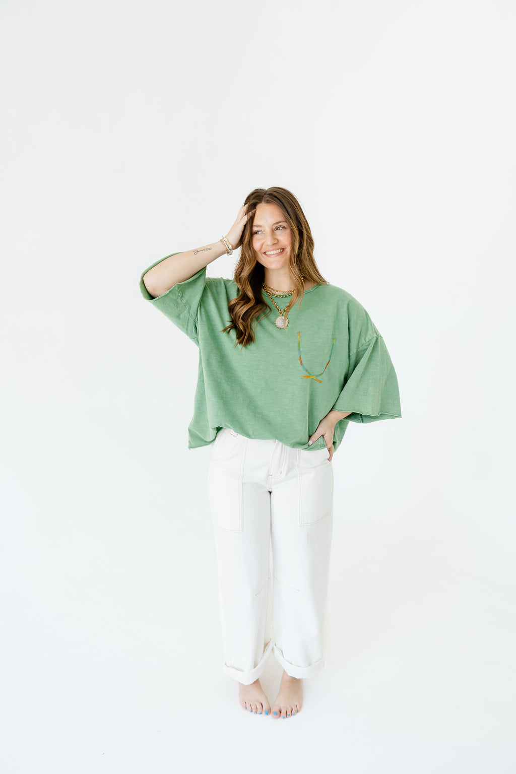Rainbow Stitched Pocket Tee