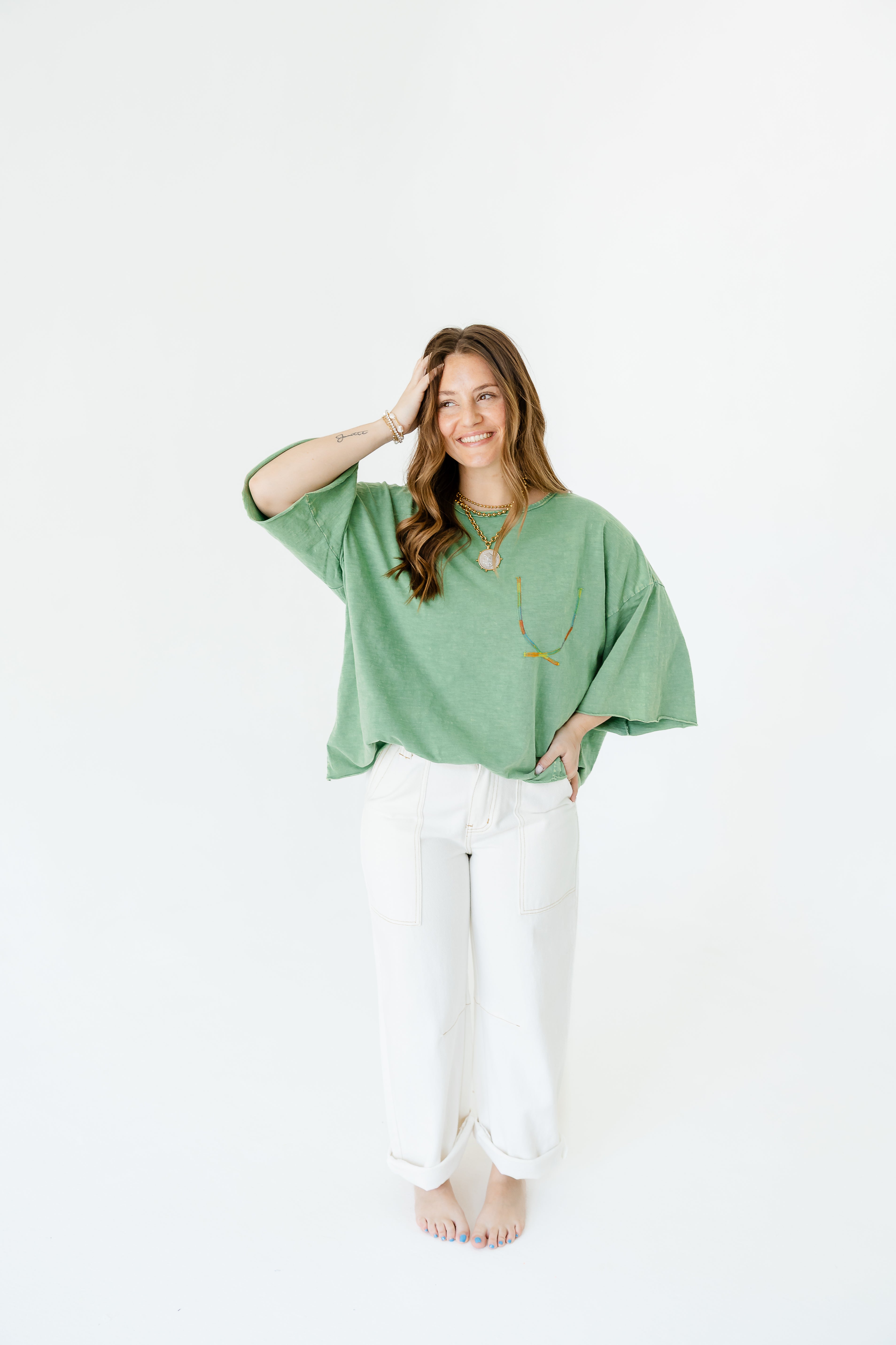 Rainbow Stitched Pocket Tee