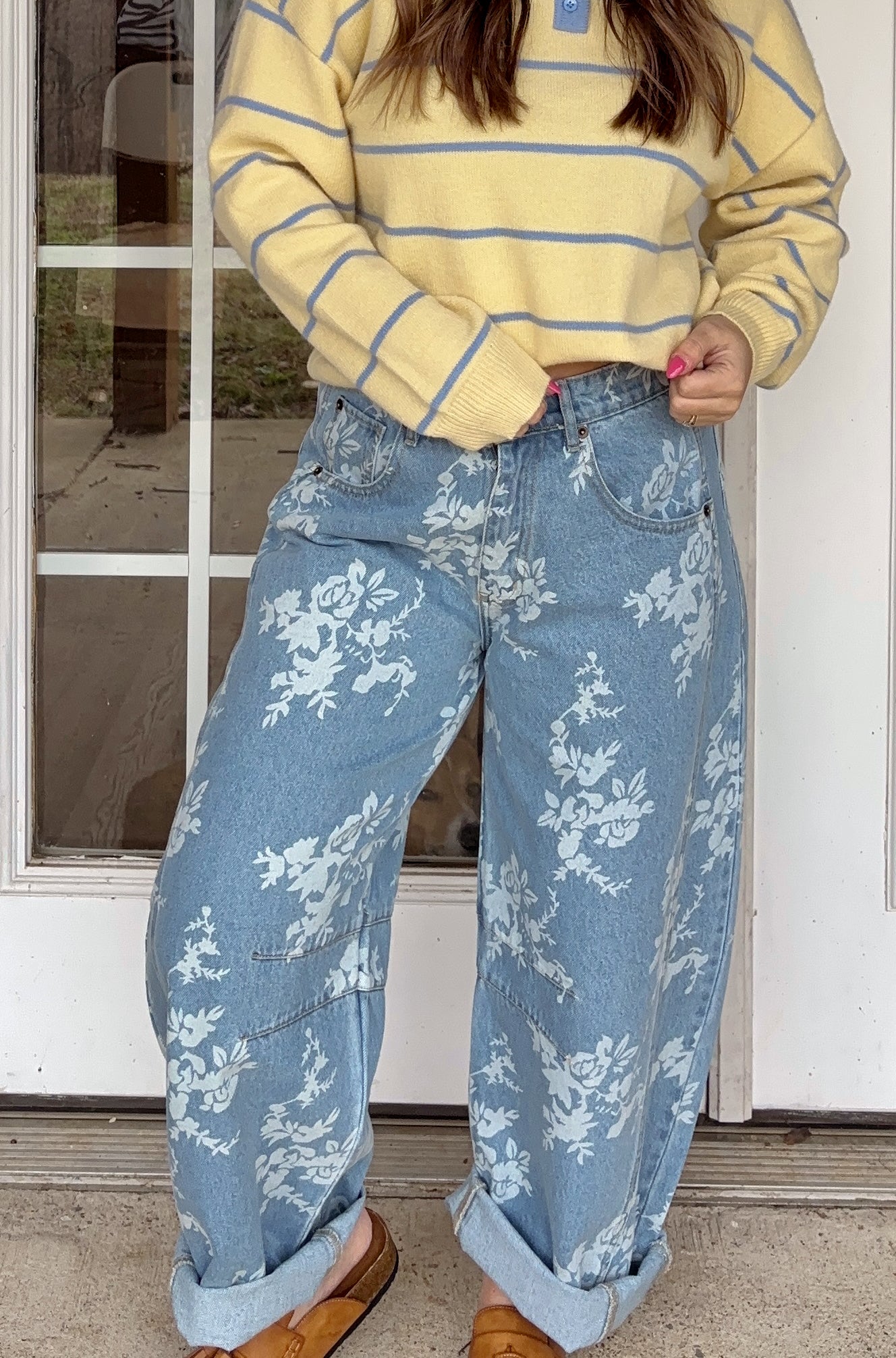 Blooming Floral Barrel Jeans