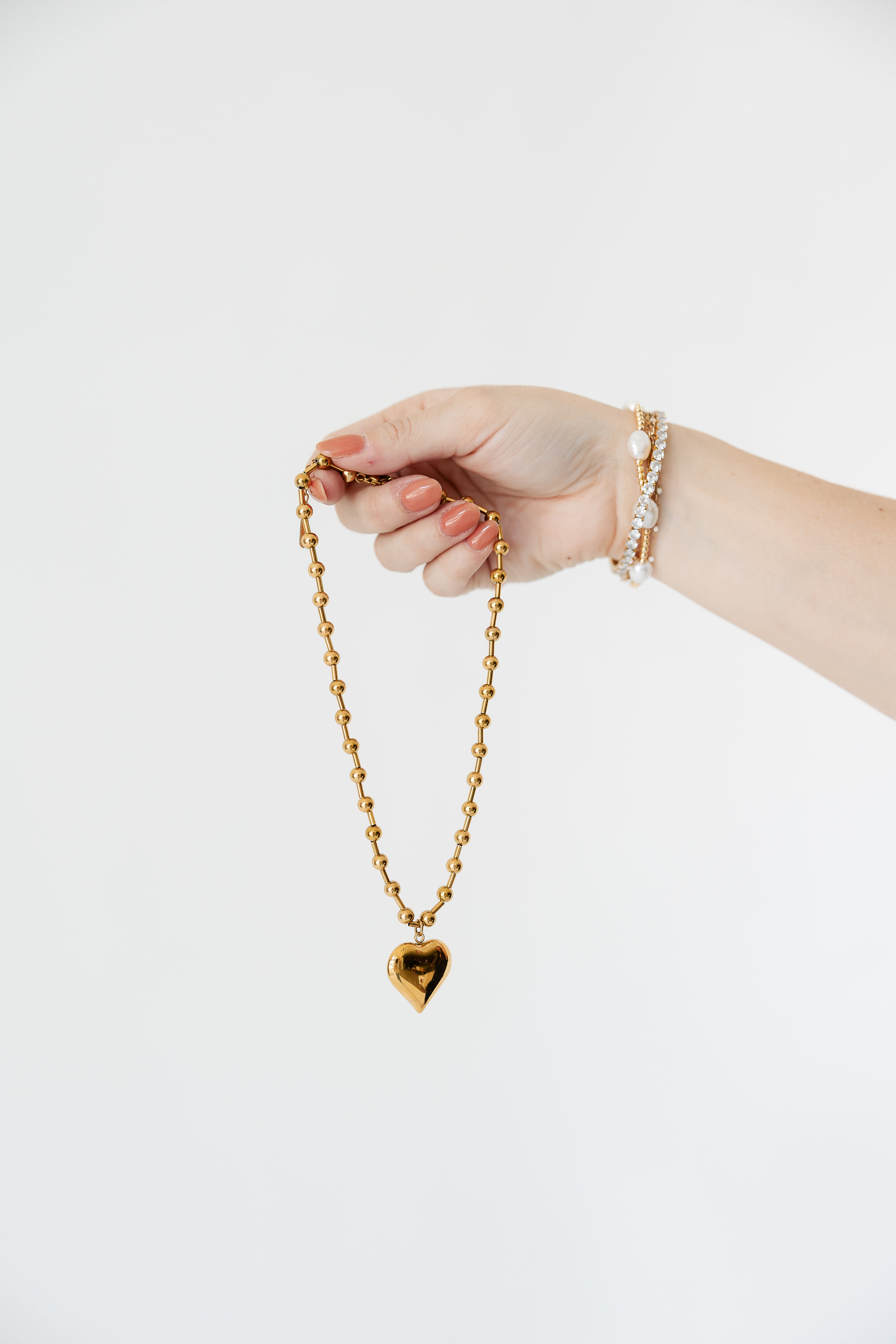 Beaded Gold Heart Necklace