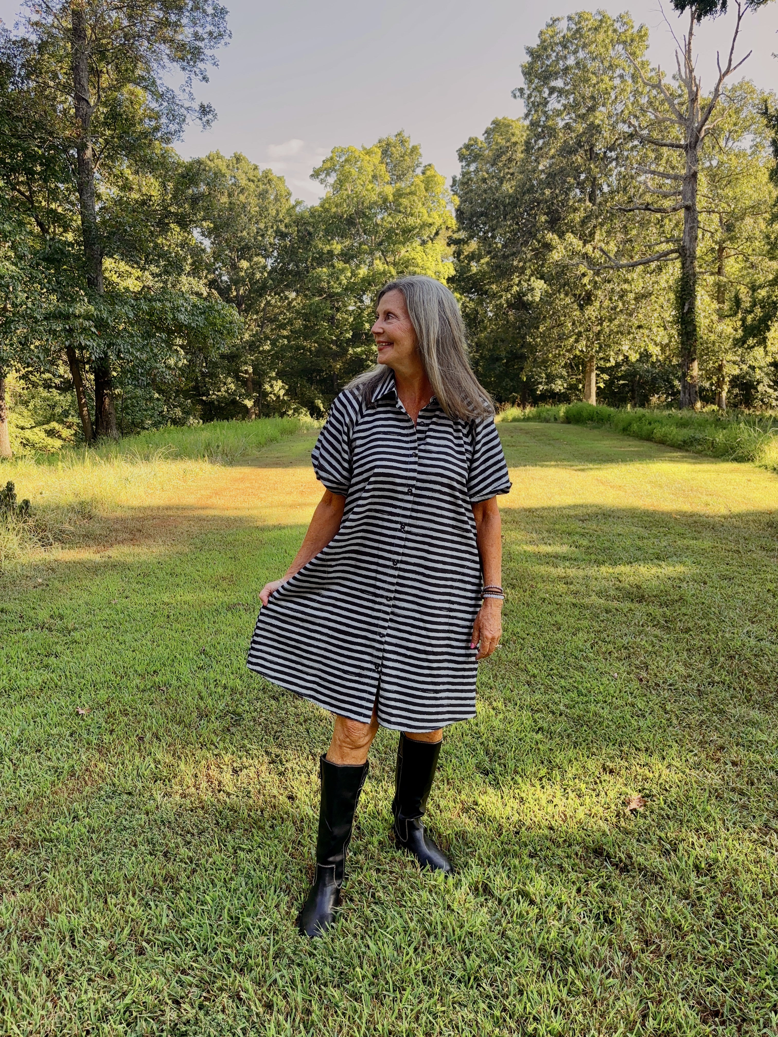 Shirley Striped Corduroy Dress