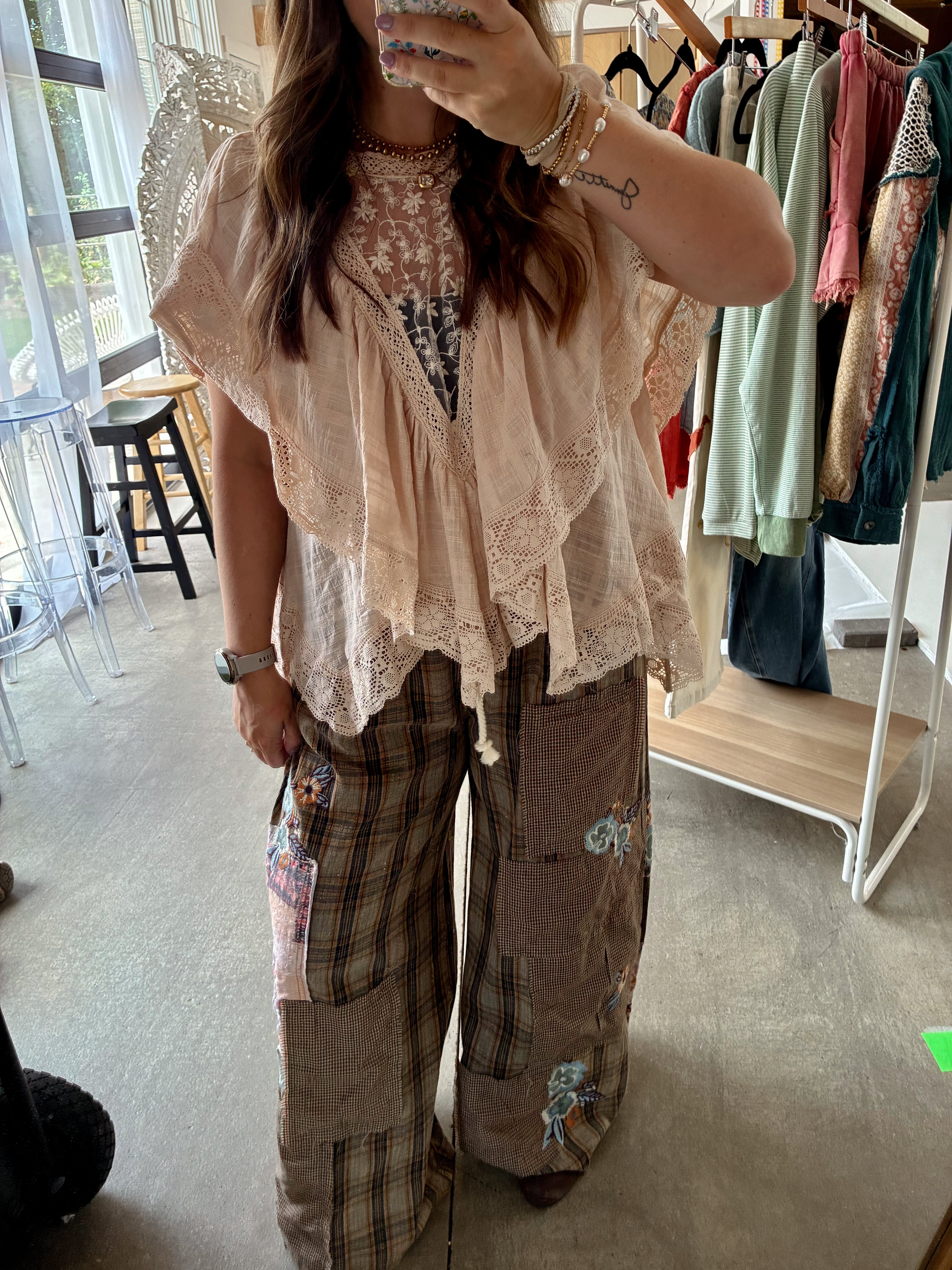 Elle Embriodered Patchwork Pants