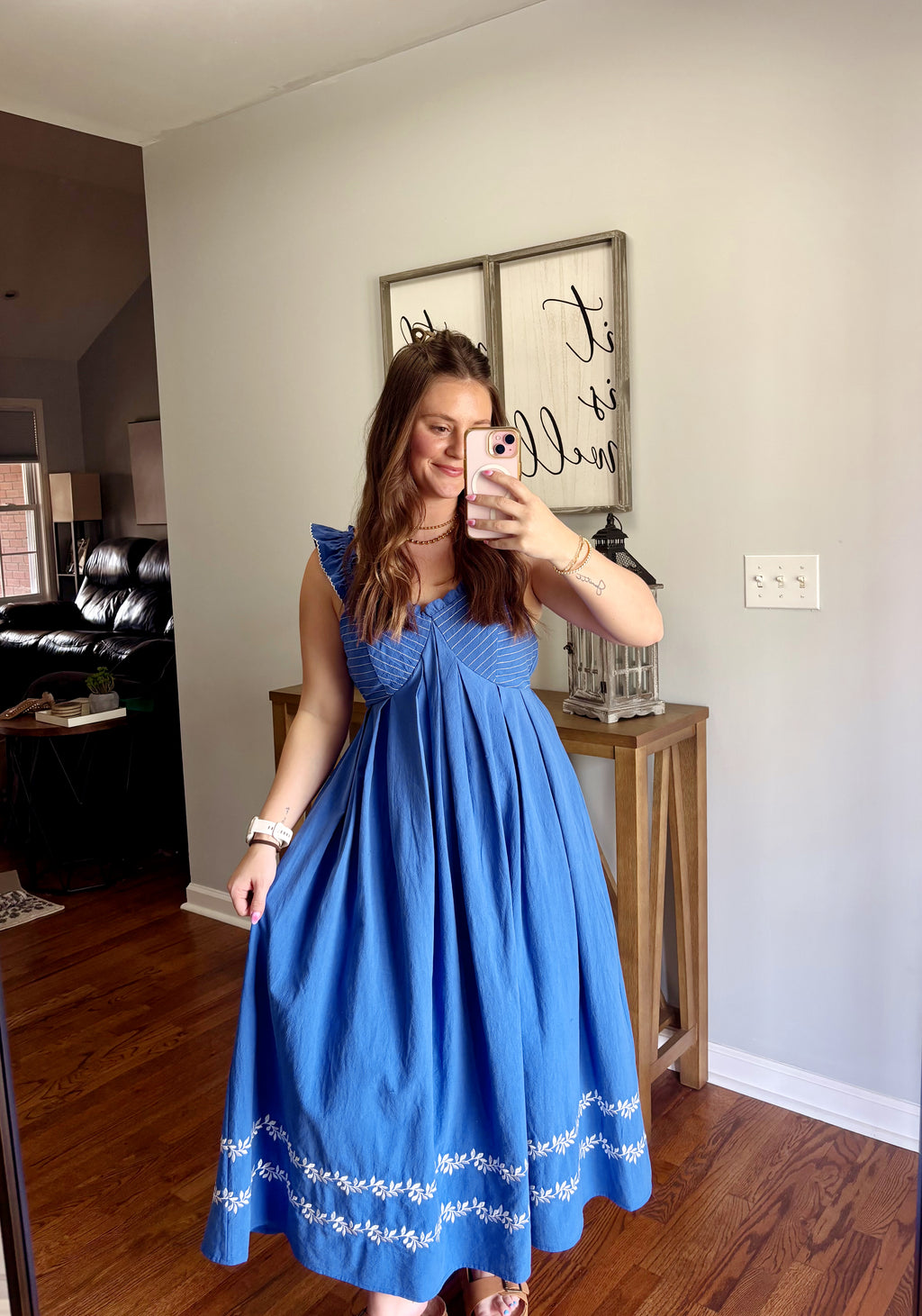 Royal Embroidered Midi Dress