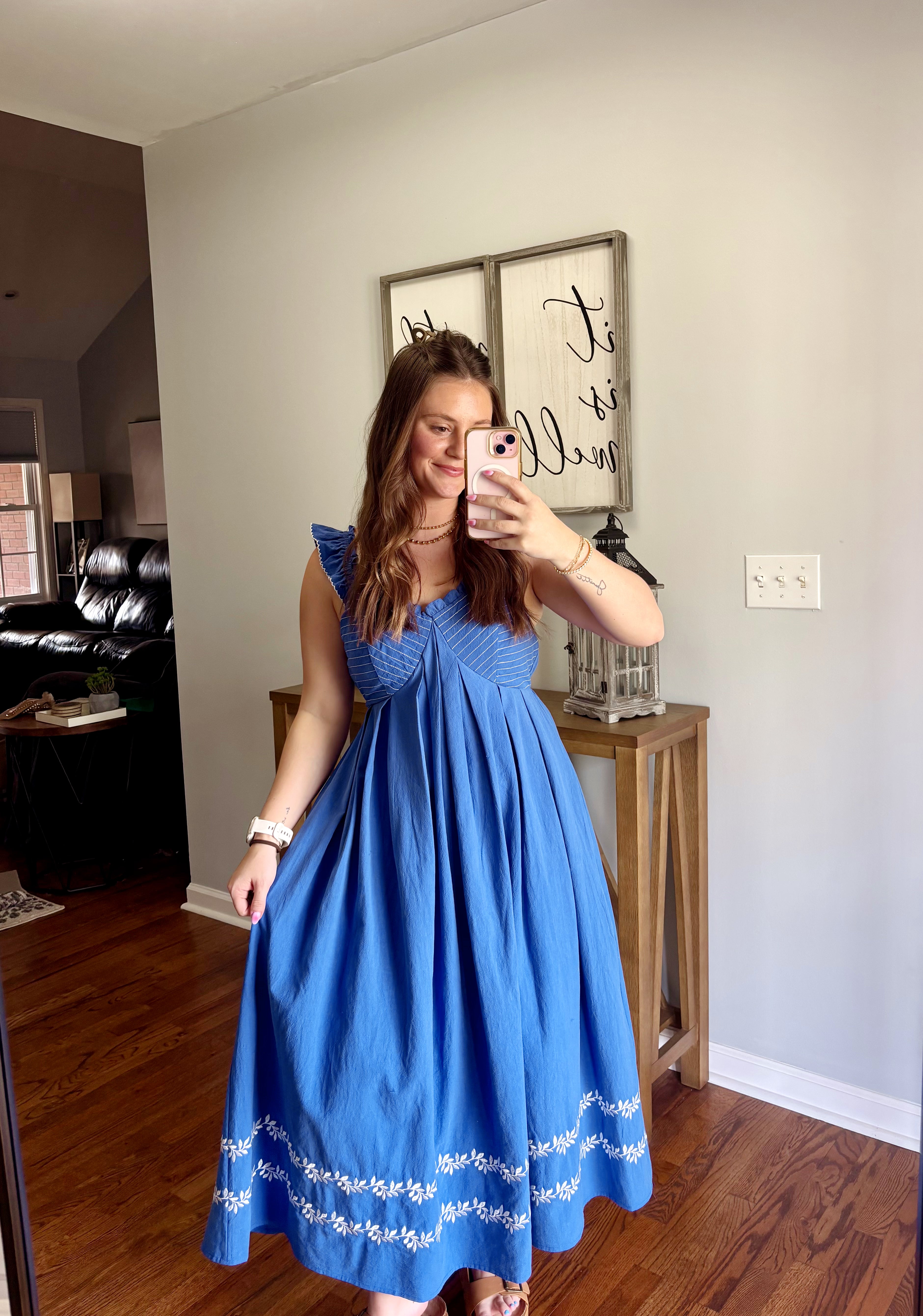 Royal Embroidered Midi Dress