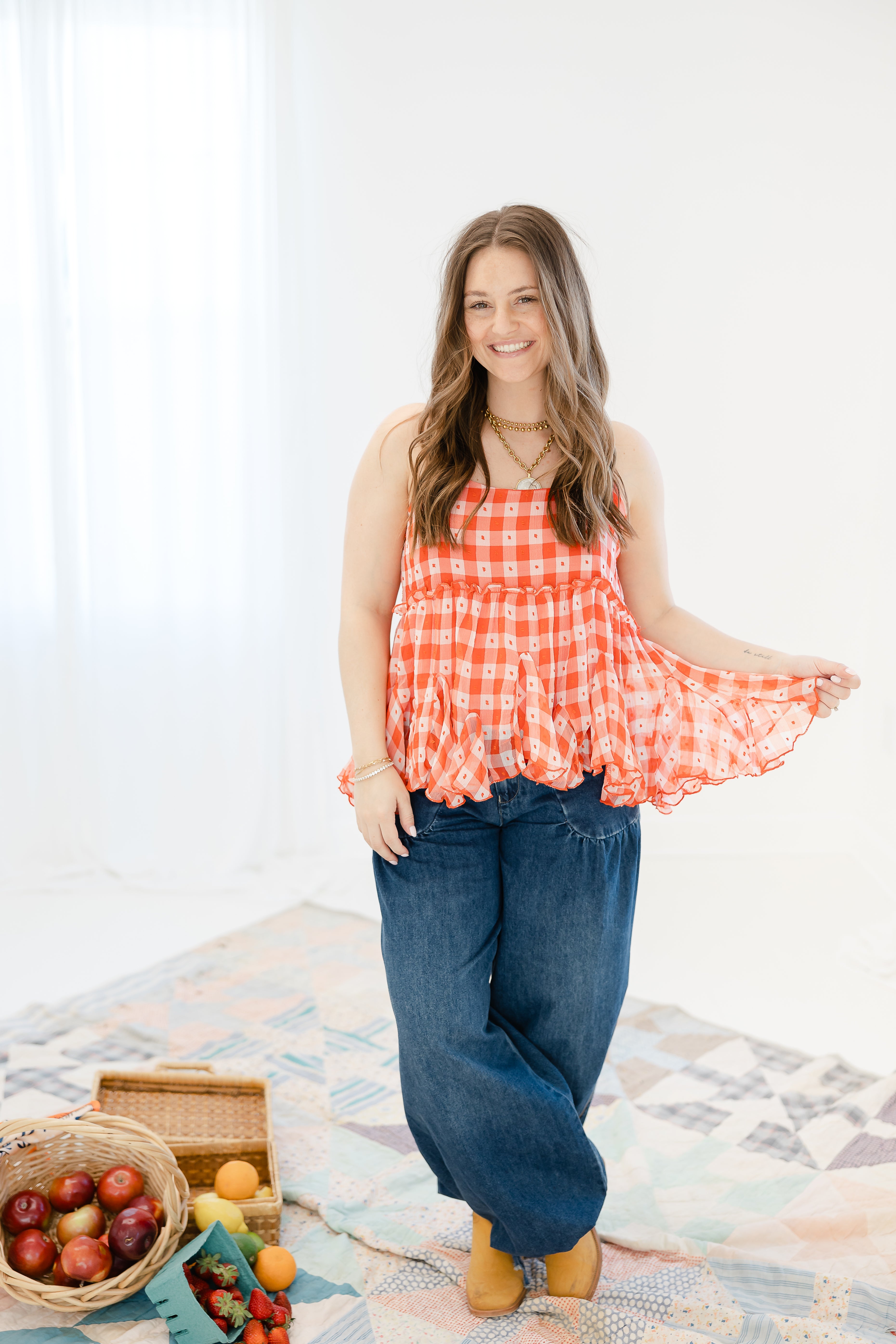 Cherry Checkered Cami