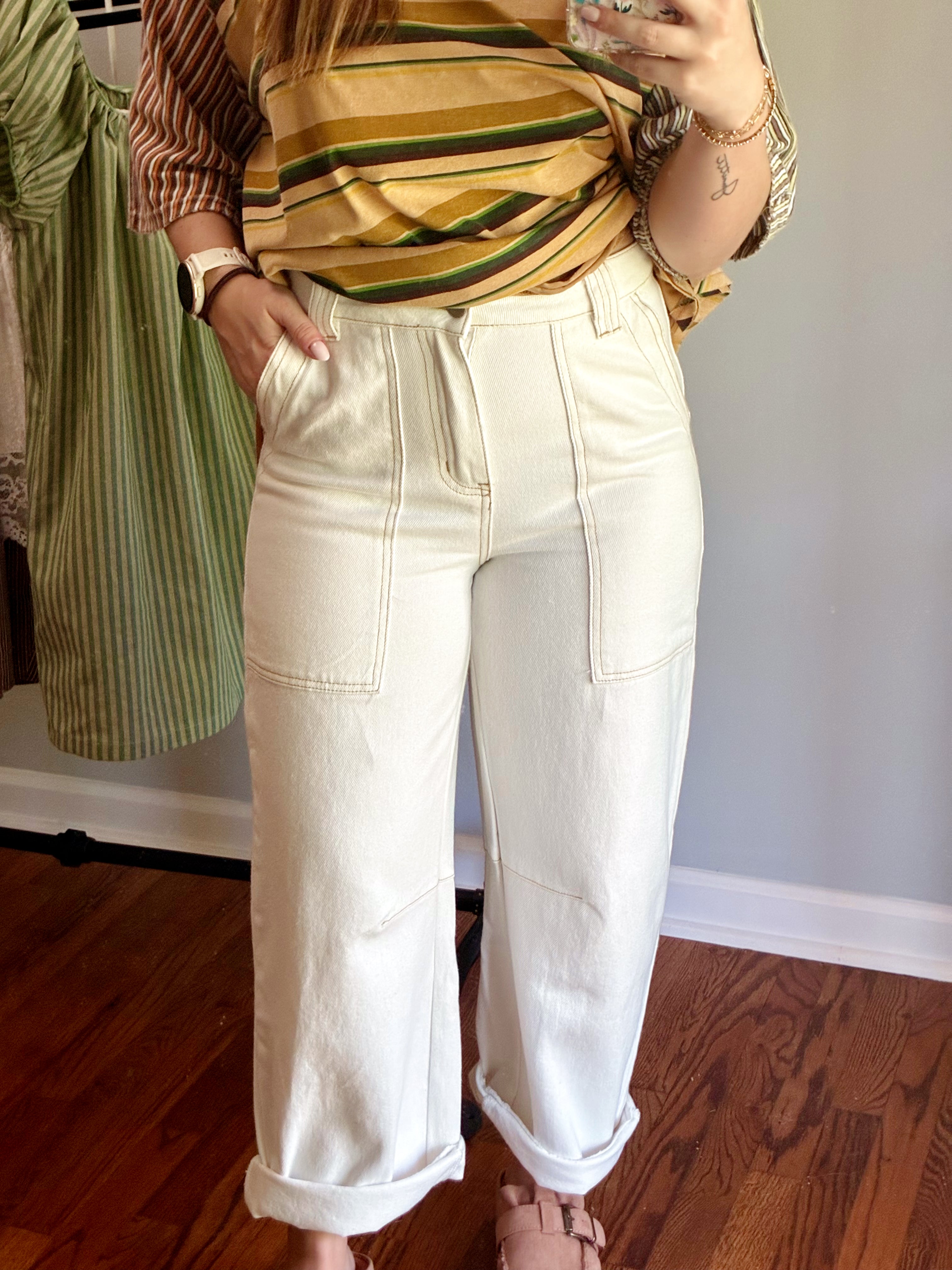 Whispering Cream Barrel Jeans