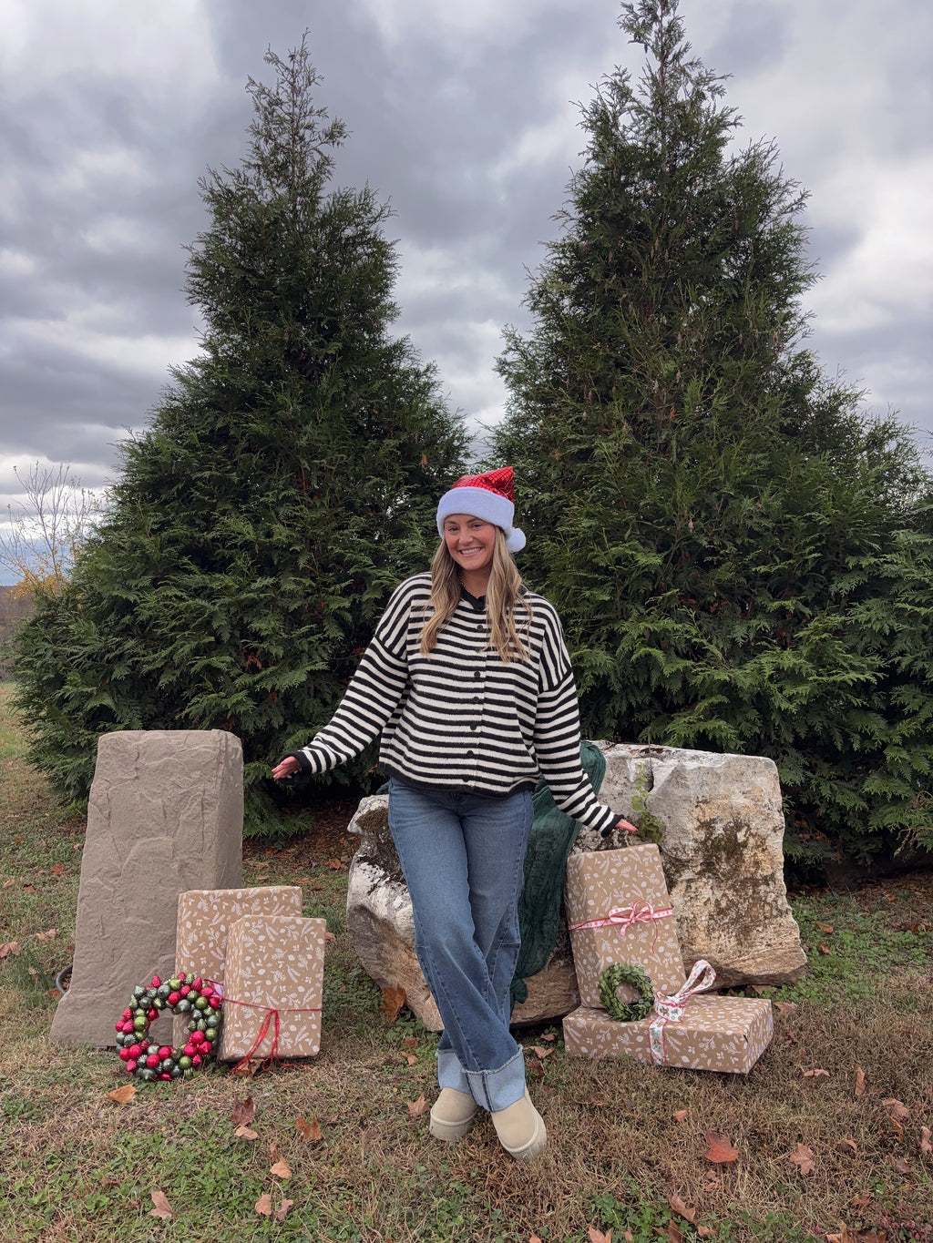 Black & White Striped Cardigan
