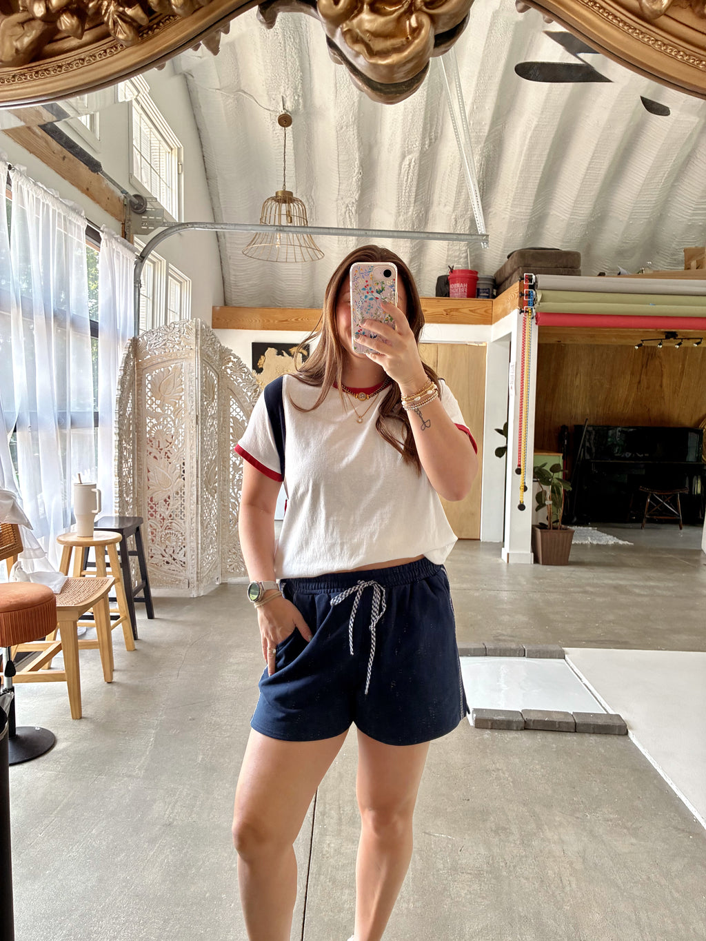 Gingham Sweat Shorts