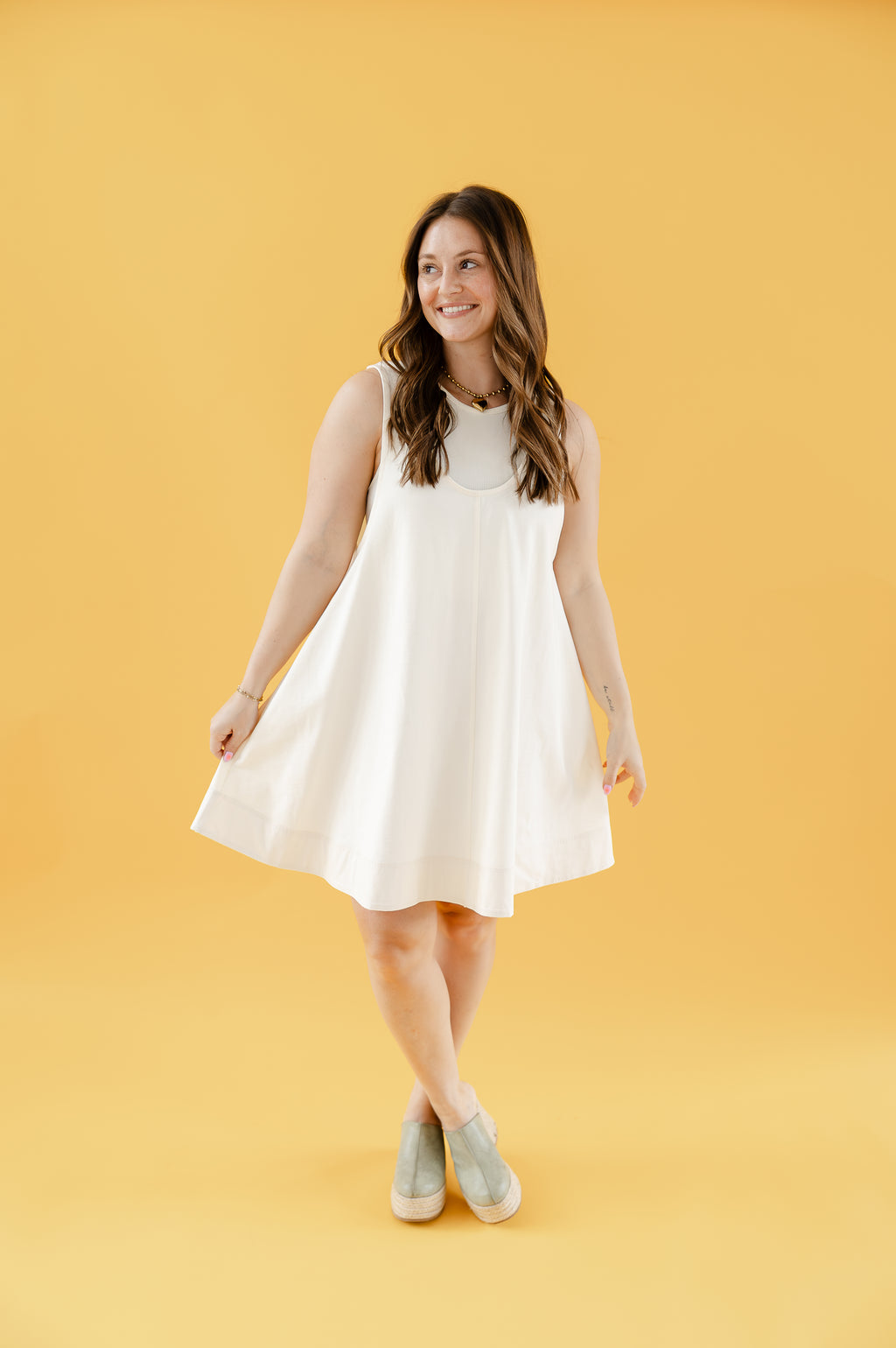 Natural Layered Tank Dress