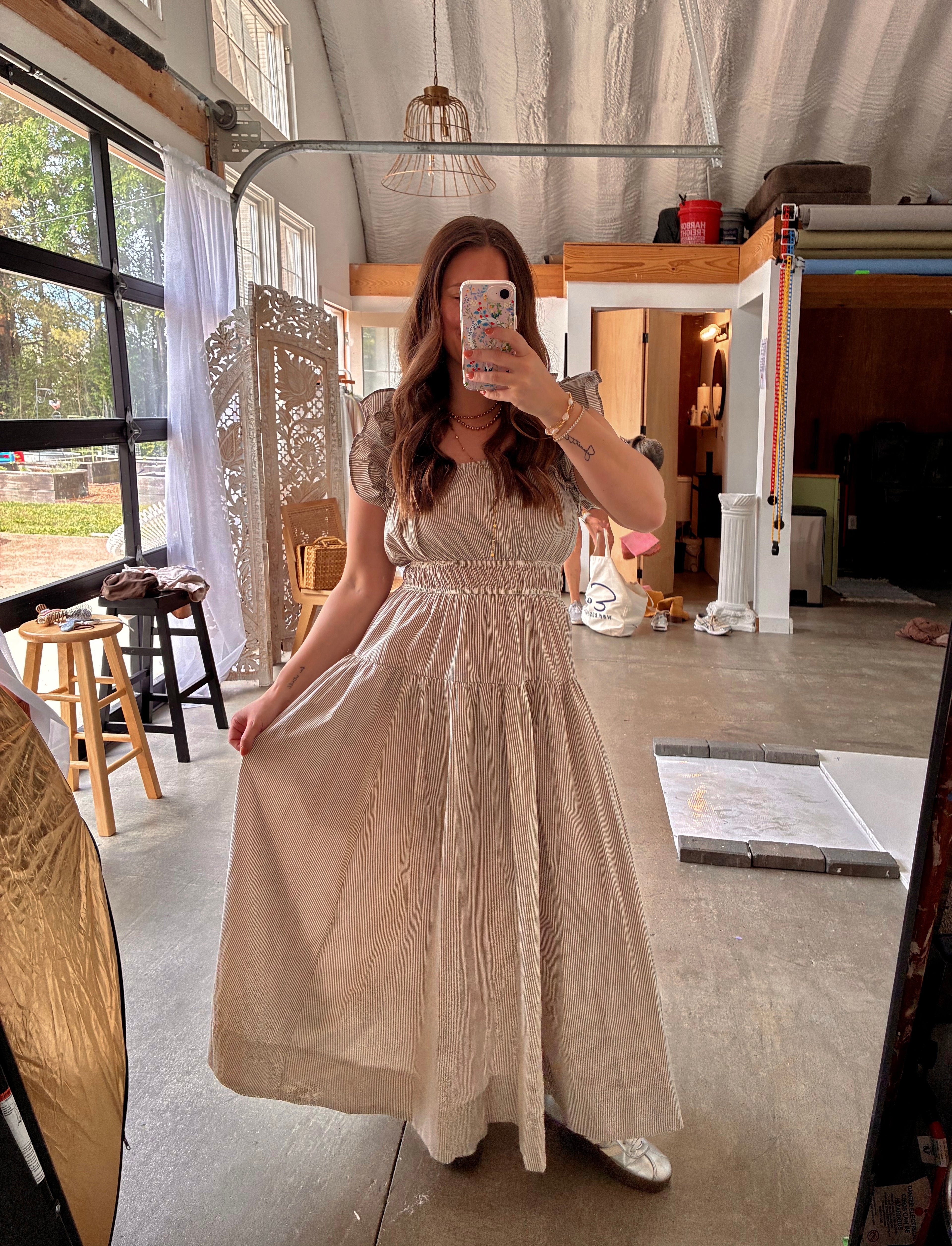 Dusty Honey Striped Dress