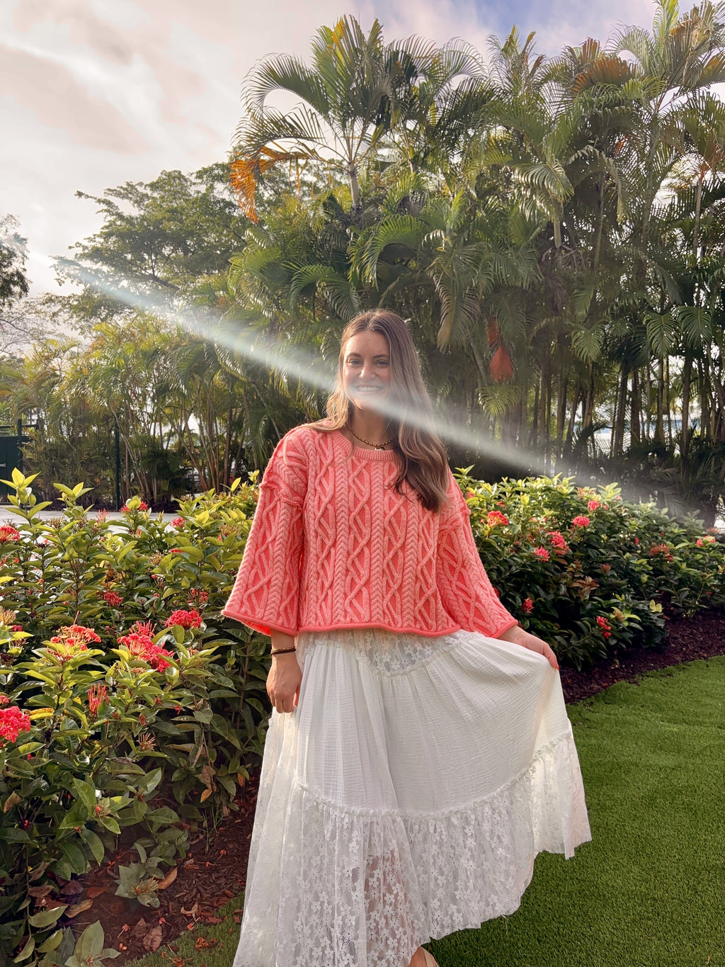 Just Peachy Cable Sweater