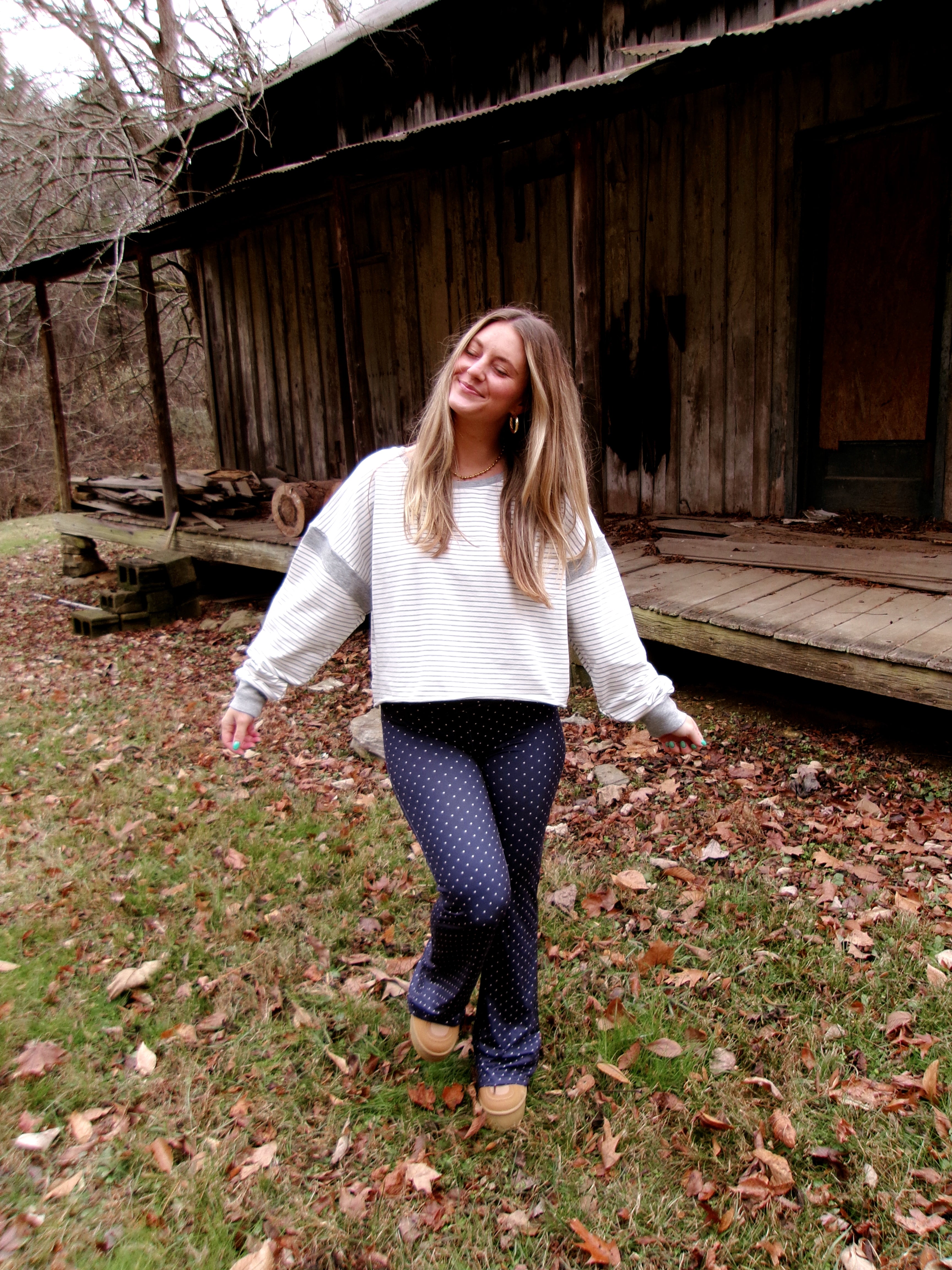 Casual Striped Cutout Sweatshirt