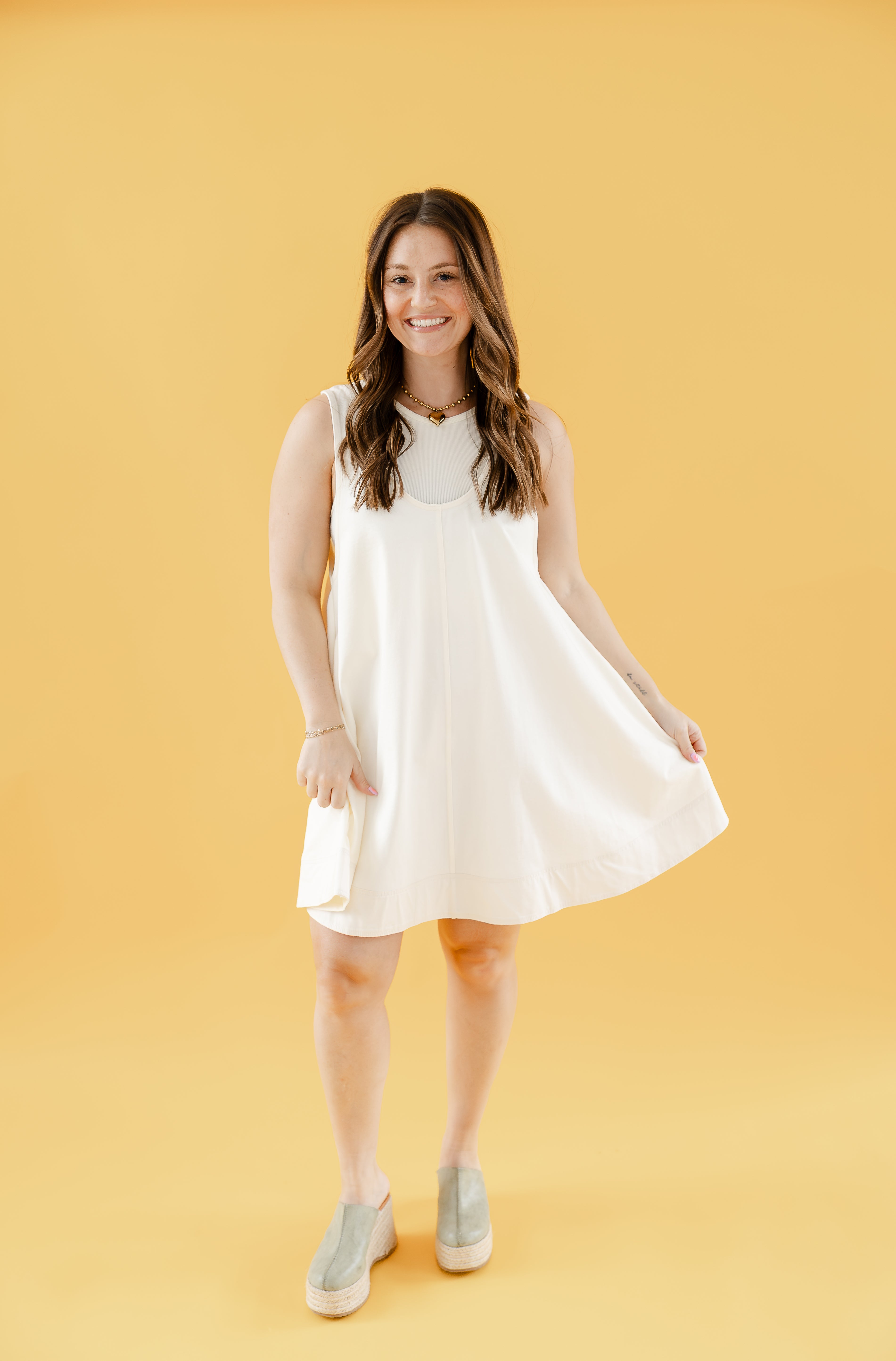 Natural Layered Tank Dress