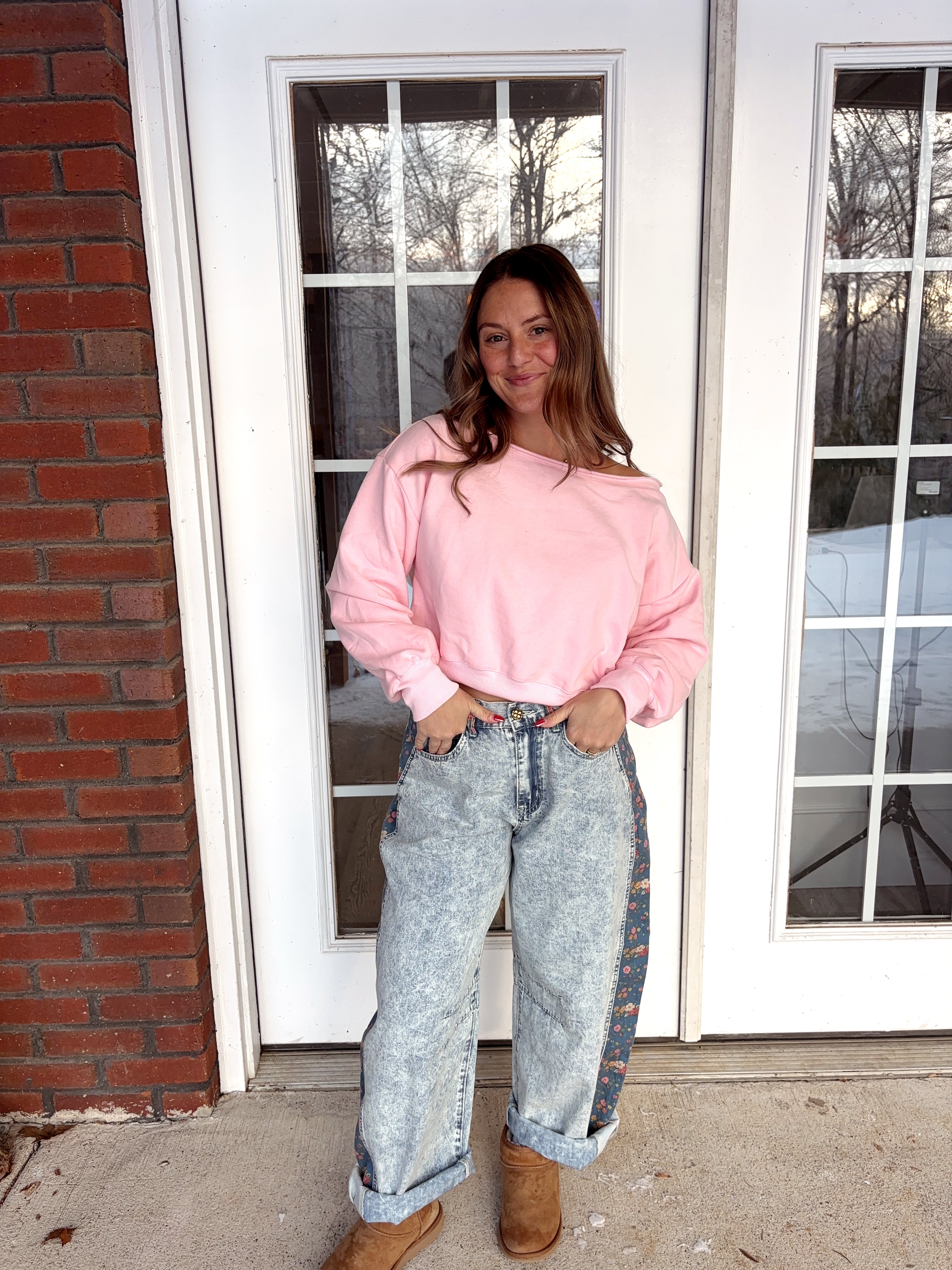 Sweet Spring Floral Barrel Jeans