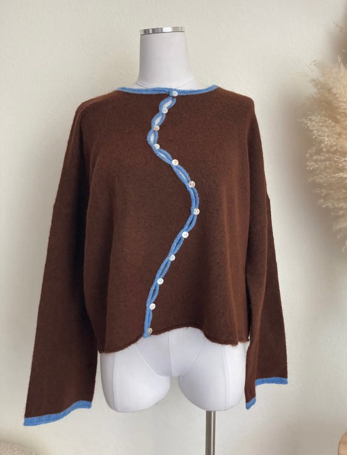 Retro Zig Zag Sweater - Brown