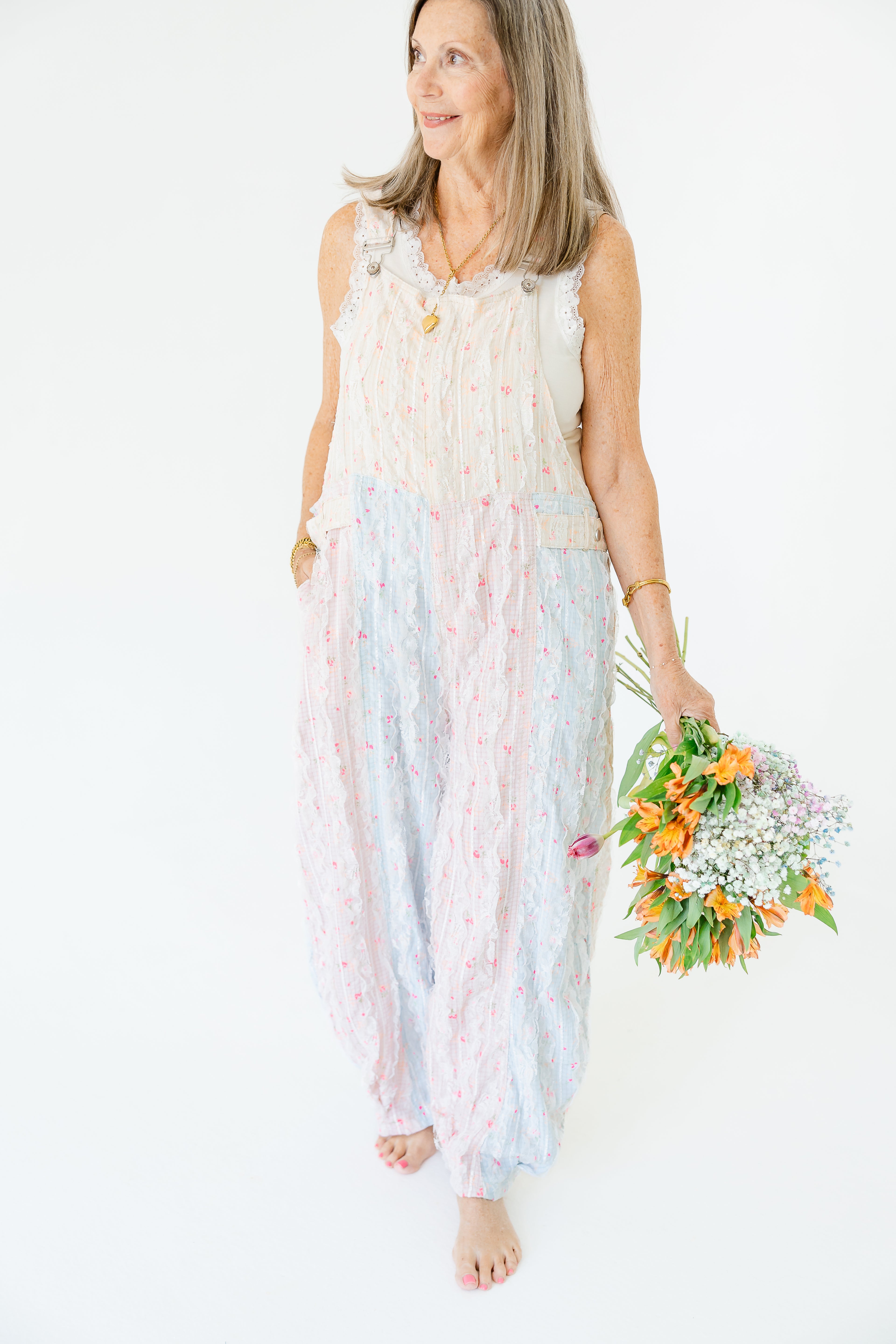 Cotton Candy Floral Overalls