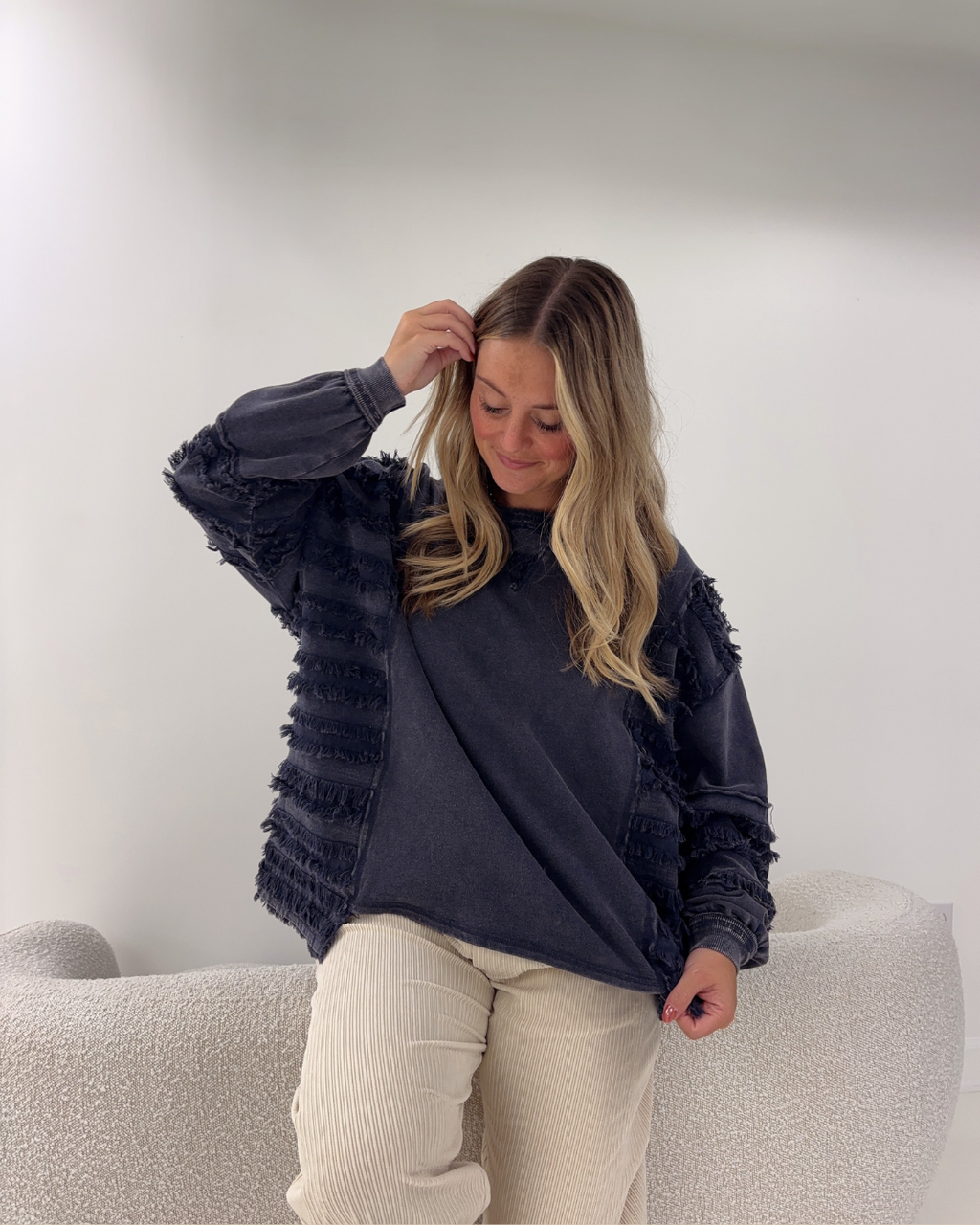 Blueberry Frayed Top