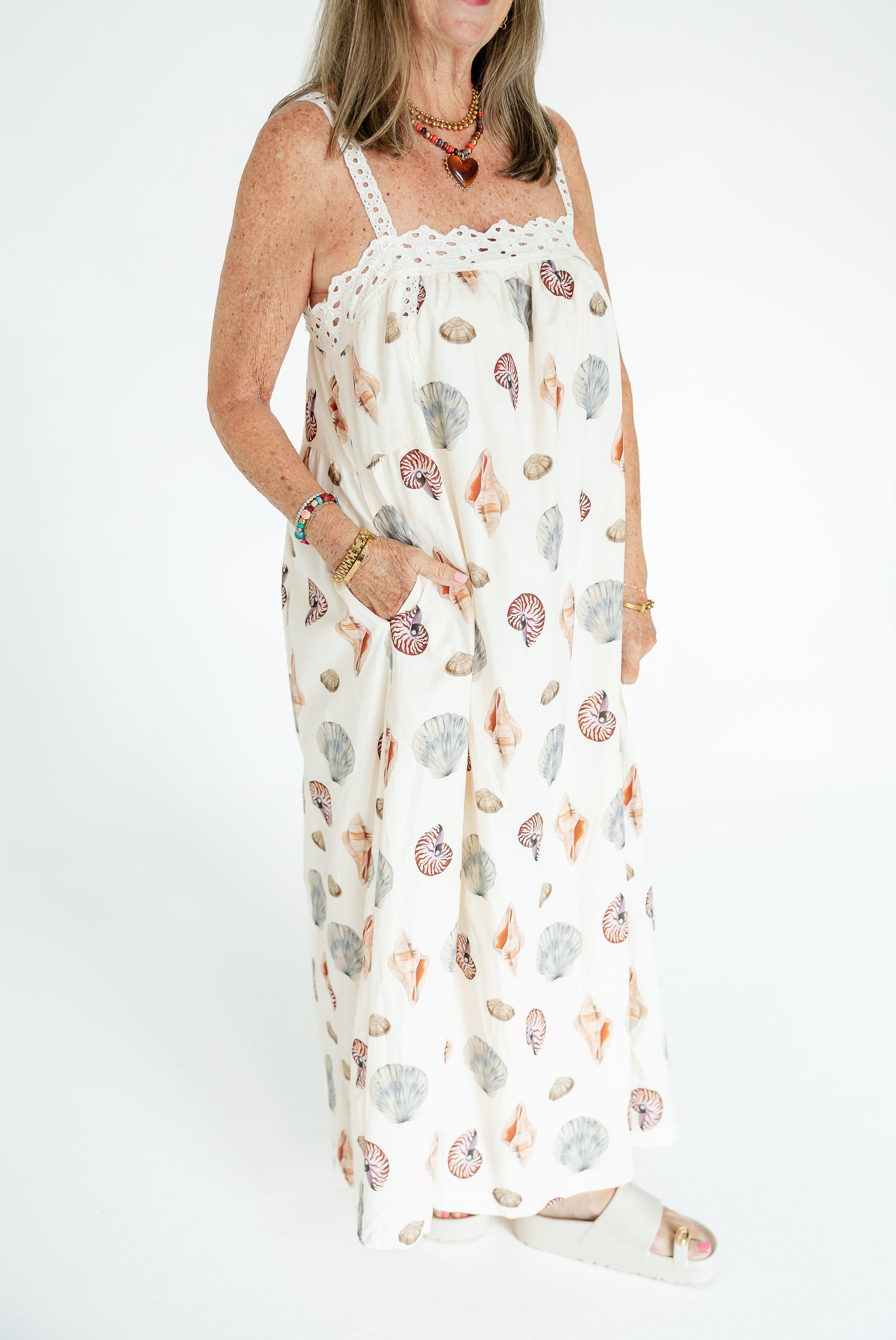Seashell Lace Maxi Dress