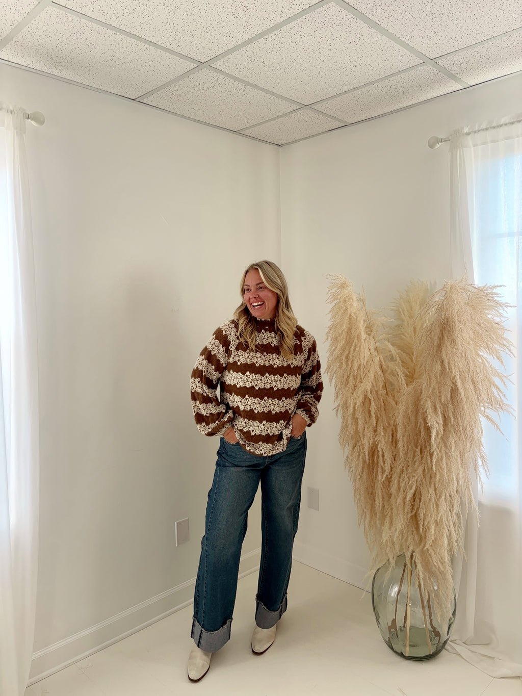 Brushed Soft Knit Floral Sweater
