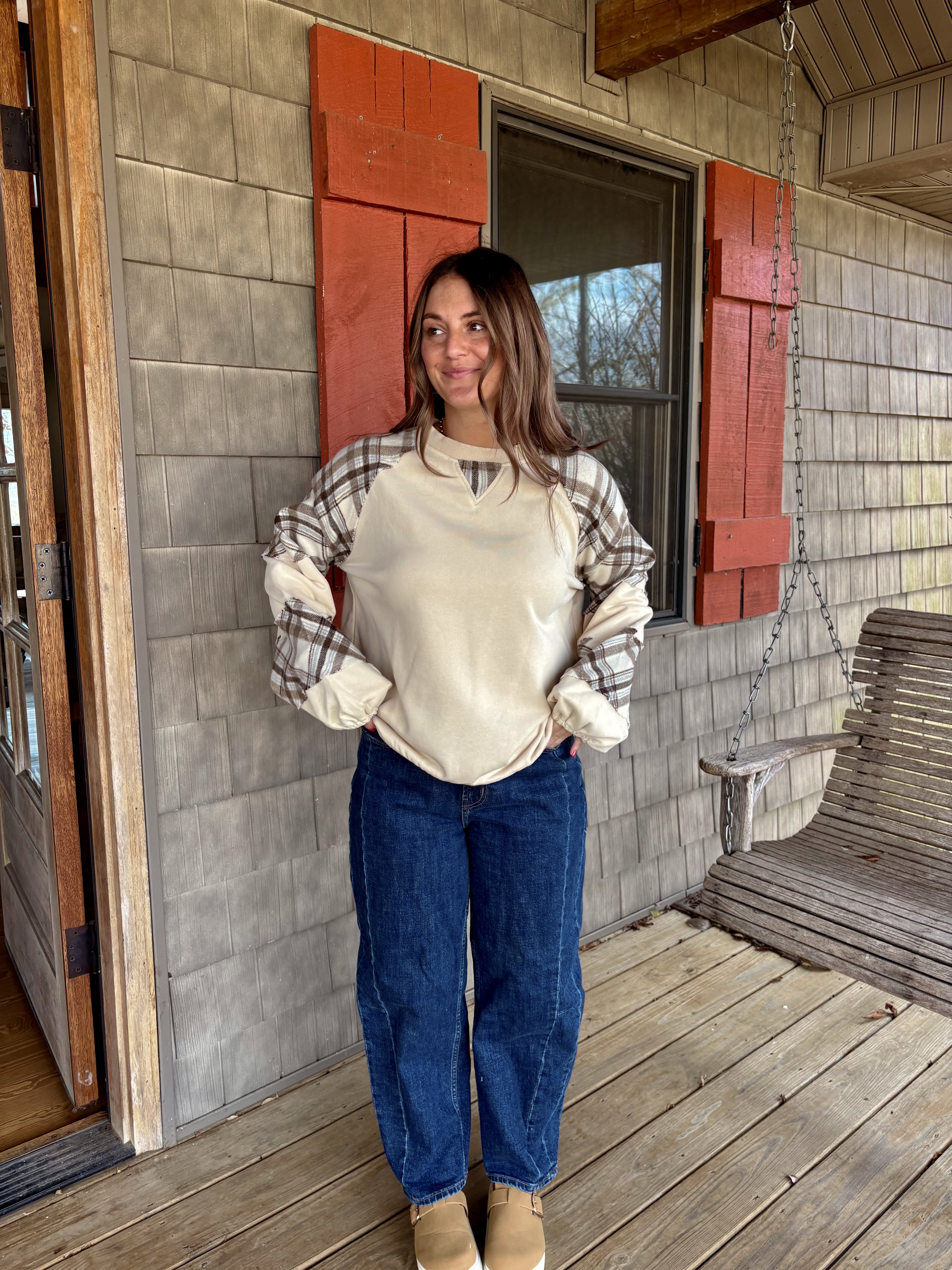 Playful Plaid Mix Print Top