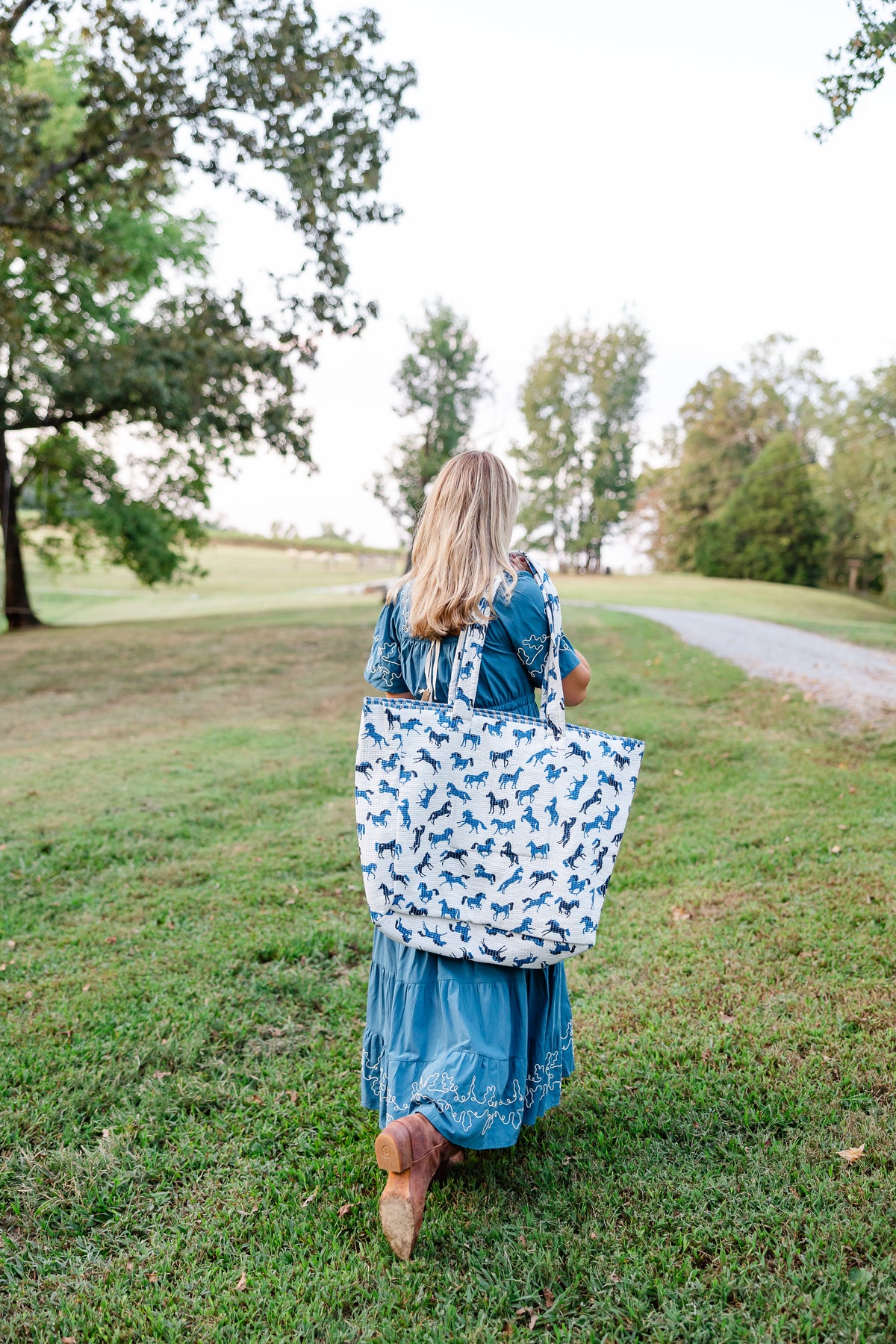 Blue Horse Quilted Bag