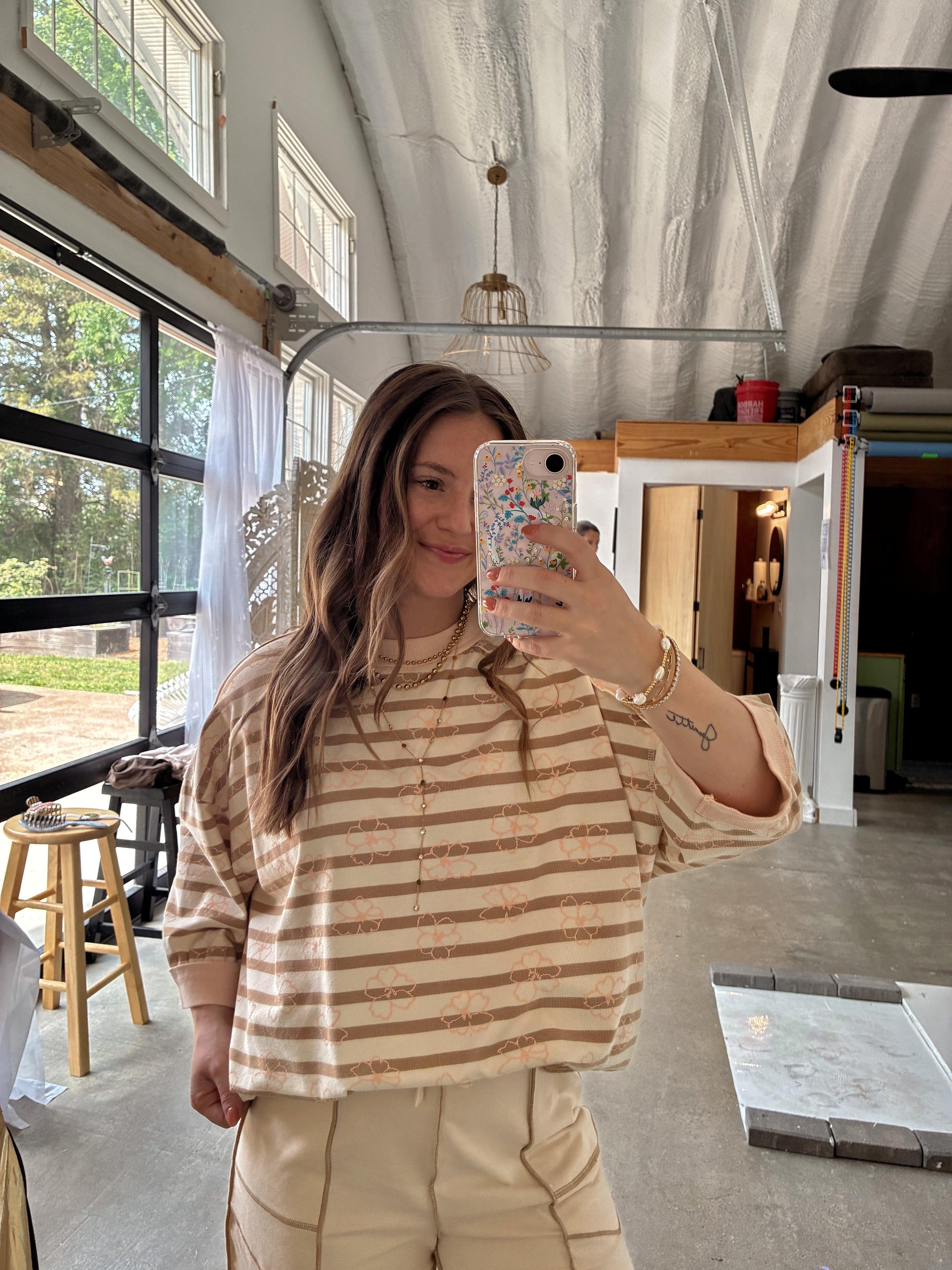 Toasted Blush Striped Top