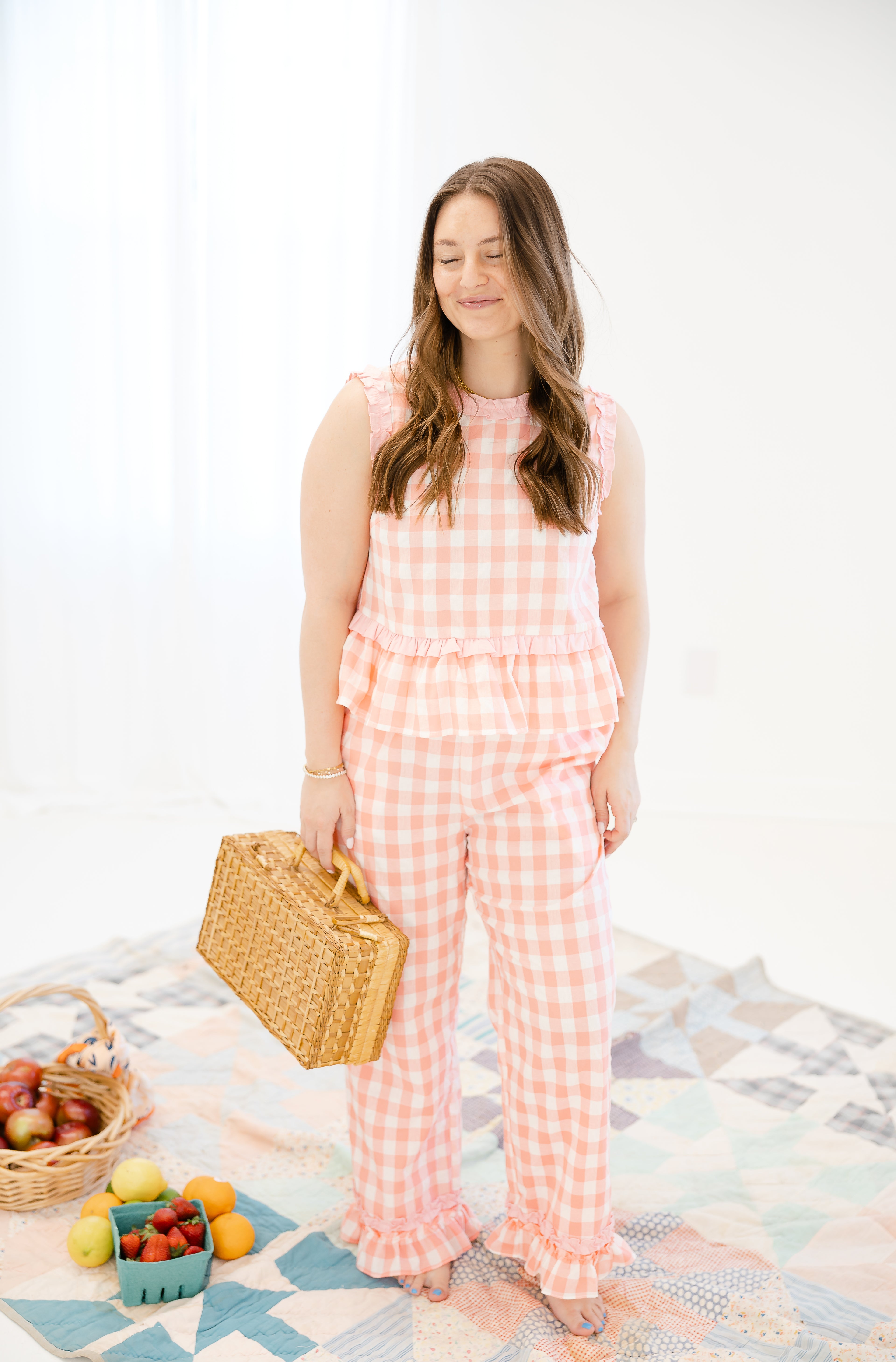 Girly Gingham Ruffled Set
