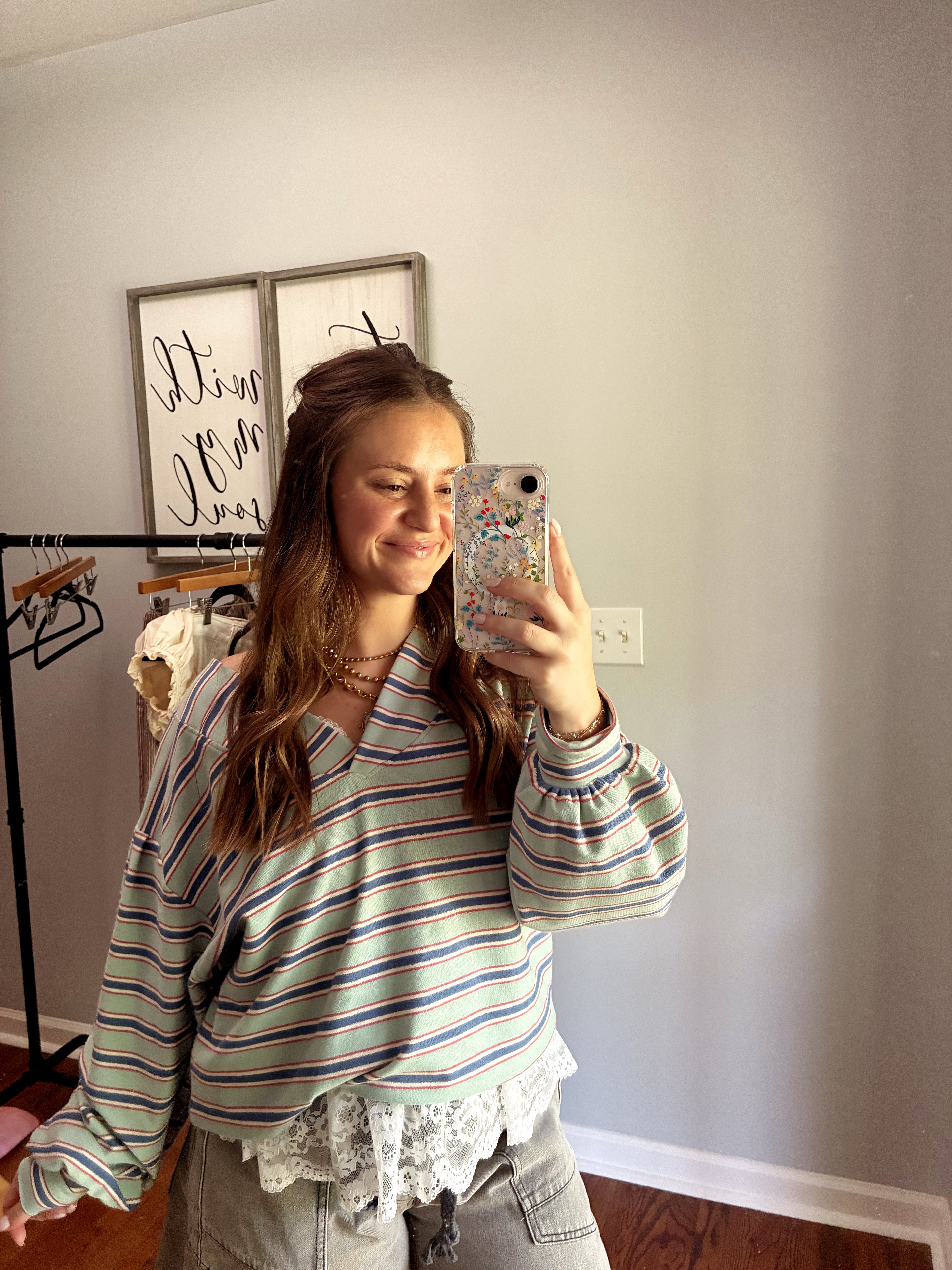 Harley Striped V Neck Top
