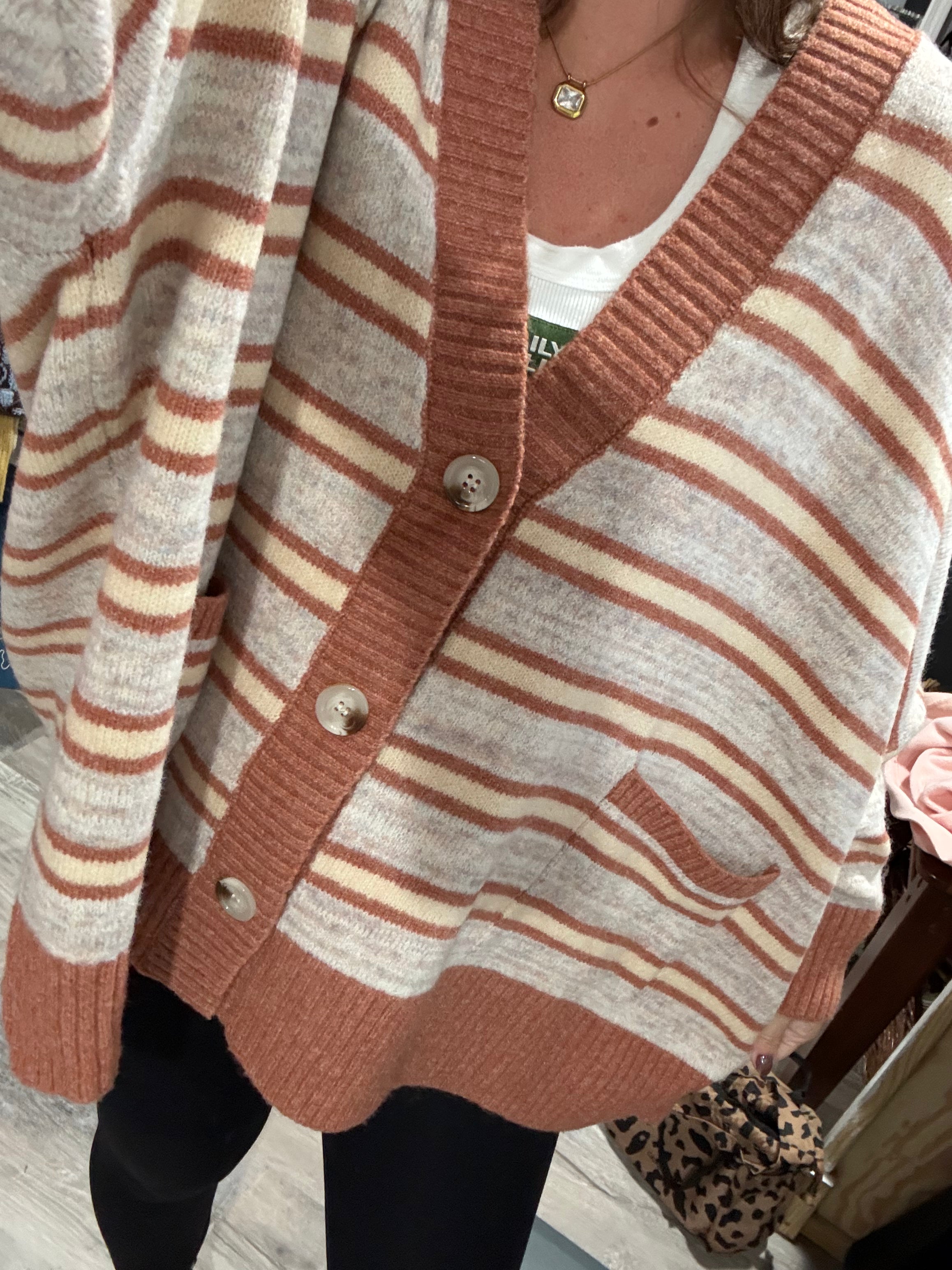 Thanksgiving Striped Cardigan