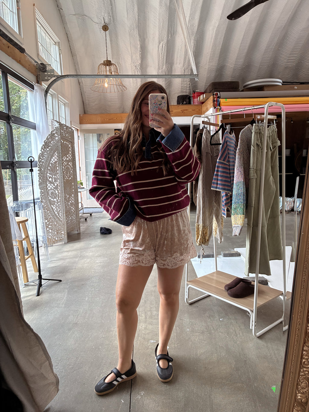 Collared Pink Denim Top