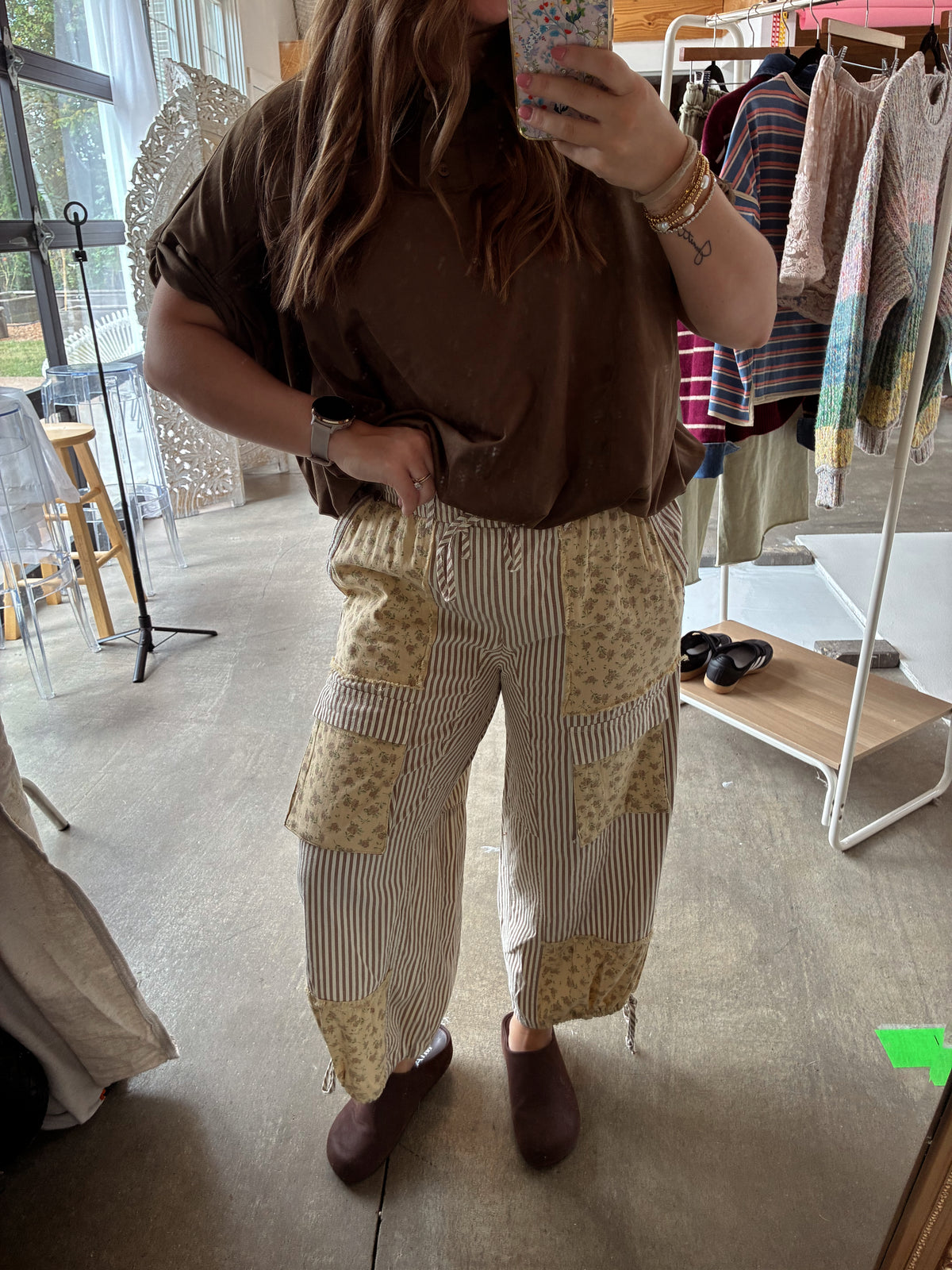 Autumn Striped Floral Pants