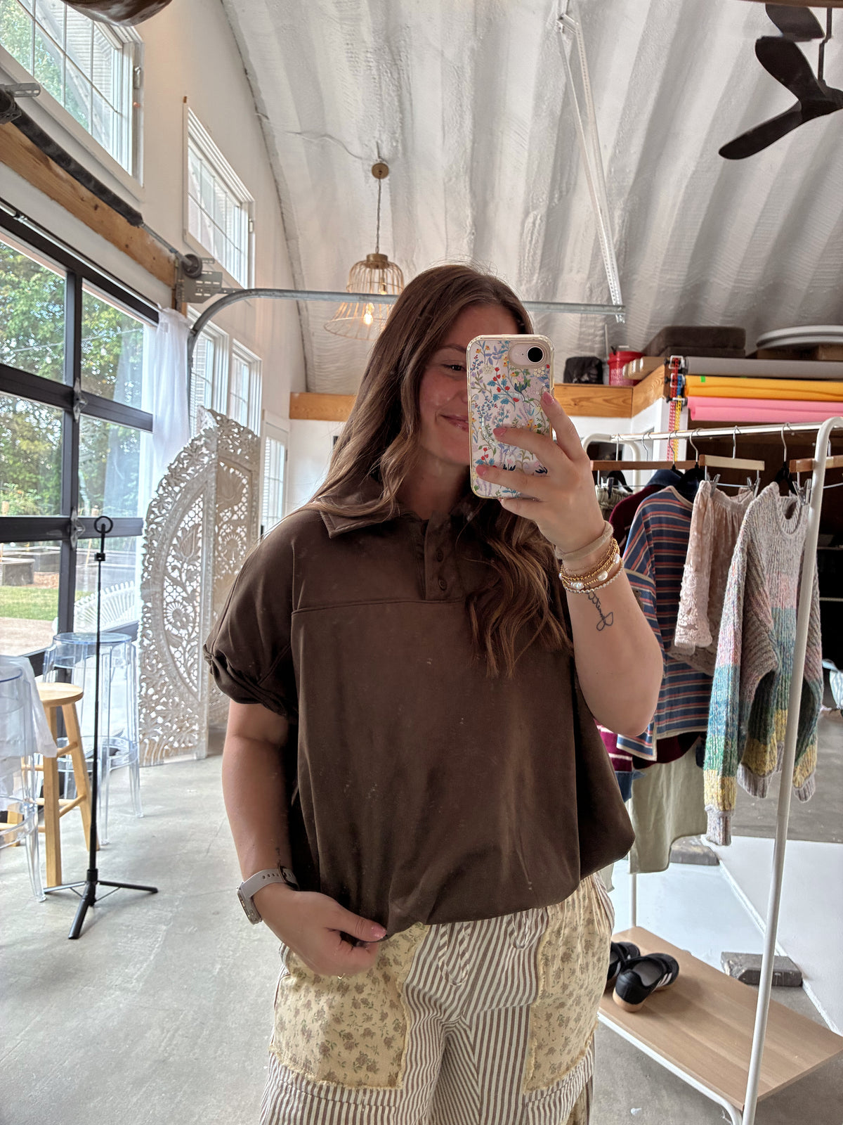 Warm Mocha Suede Top